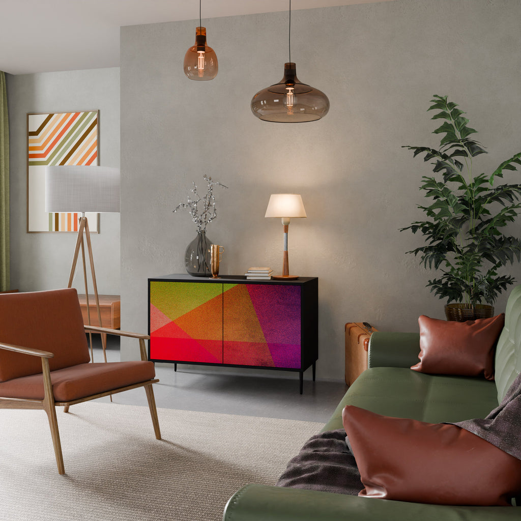 VIVID GEOMETRY Aparador de 2 Portas em Acabamento Preto