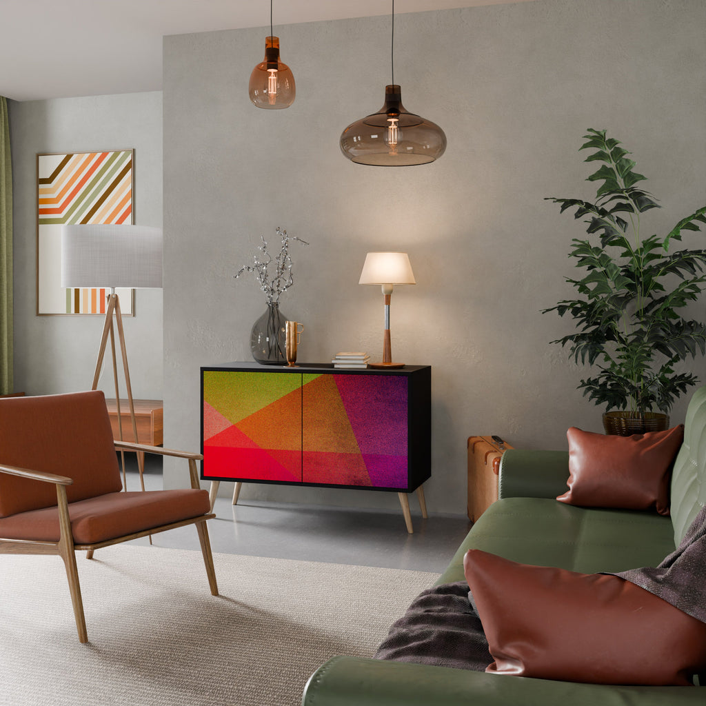 VIVID GEOMETRY Aparador de 2 Portas em Acabamento Preto