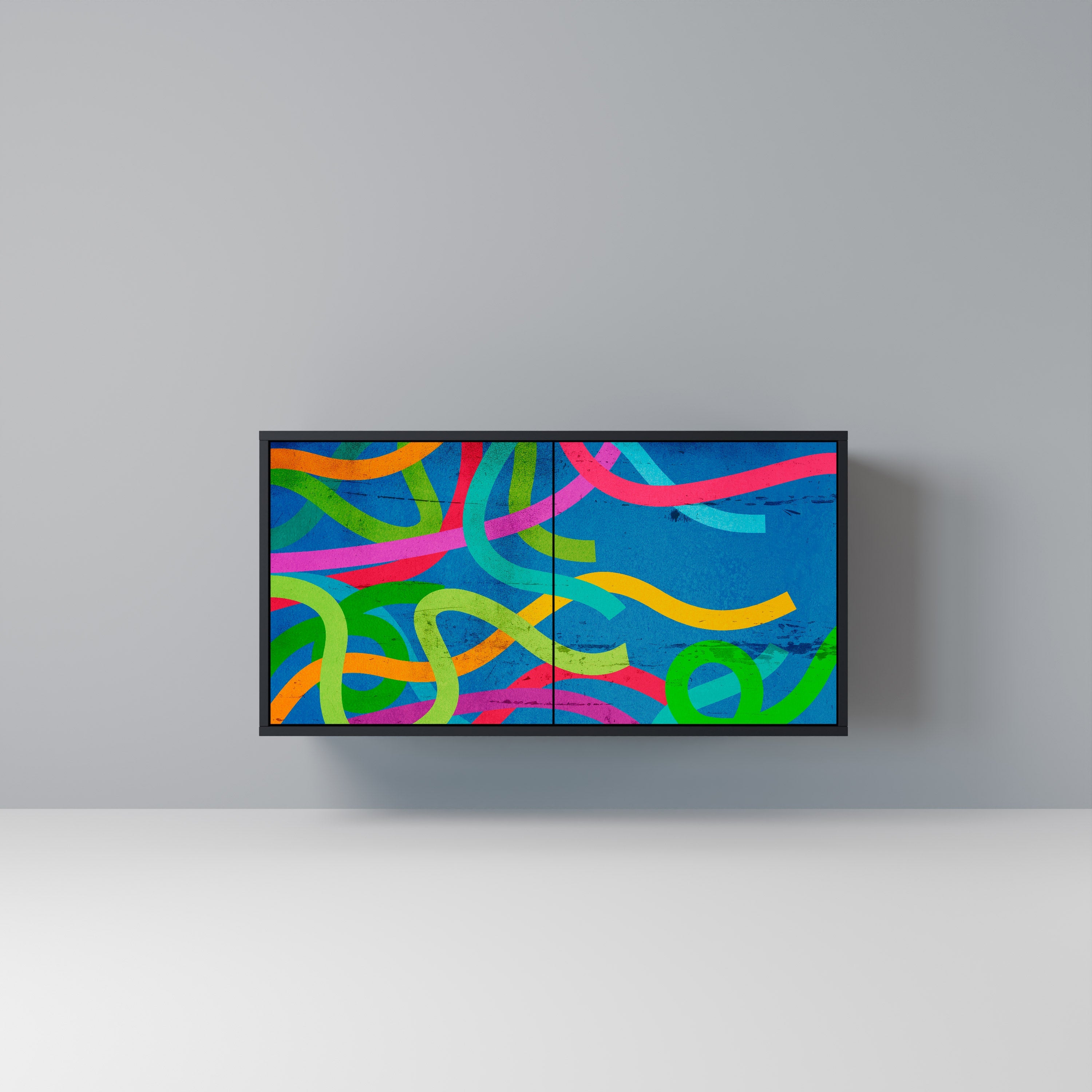 STREAMER TANGLE Aparador de 2 Portas em Acabamento Preto