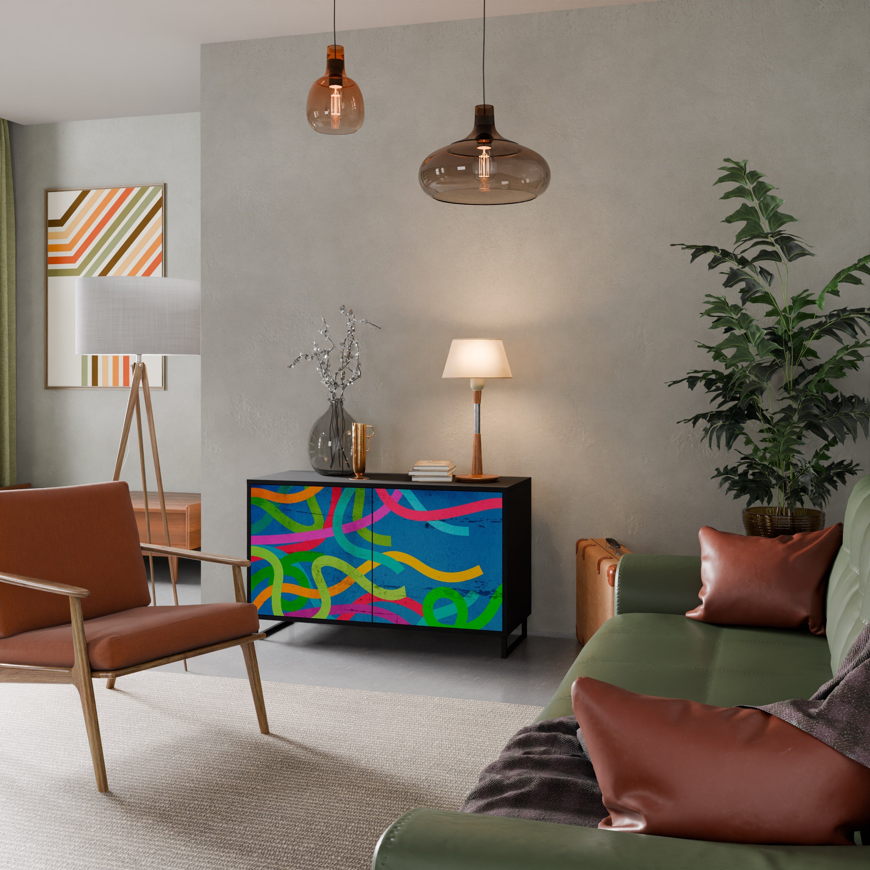 STREAMER TANGLE Aparador de 2 Portas em Acabamento Preto