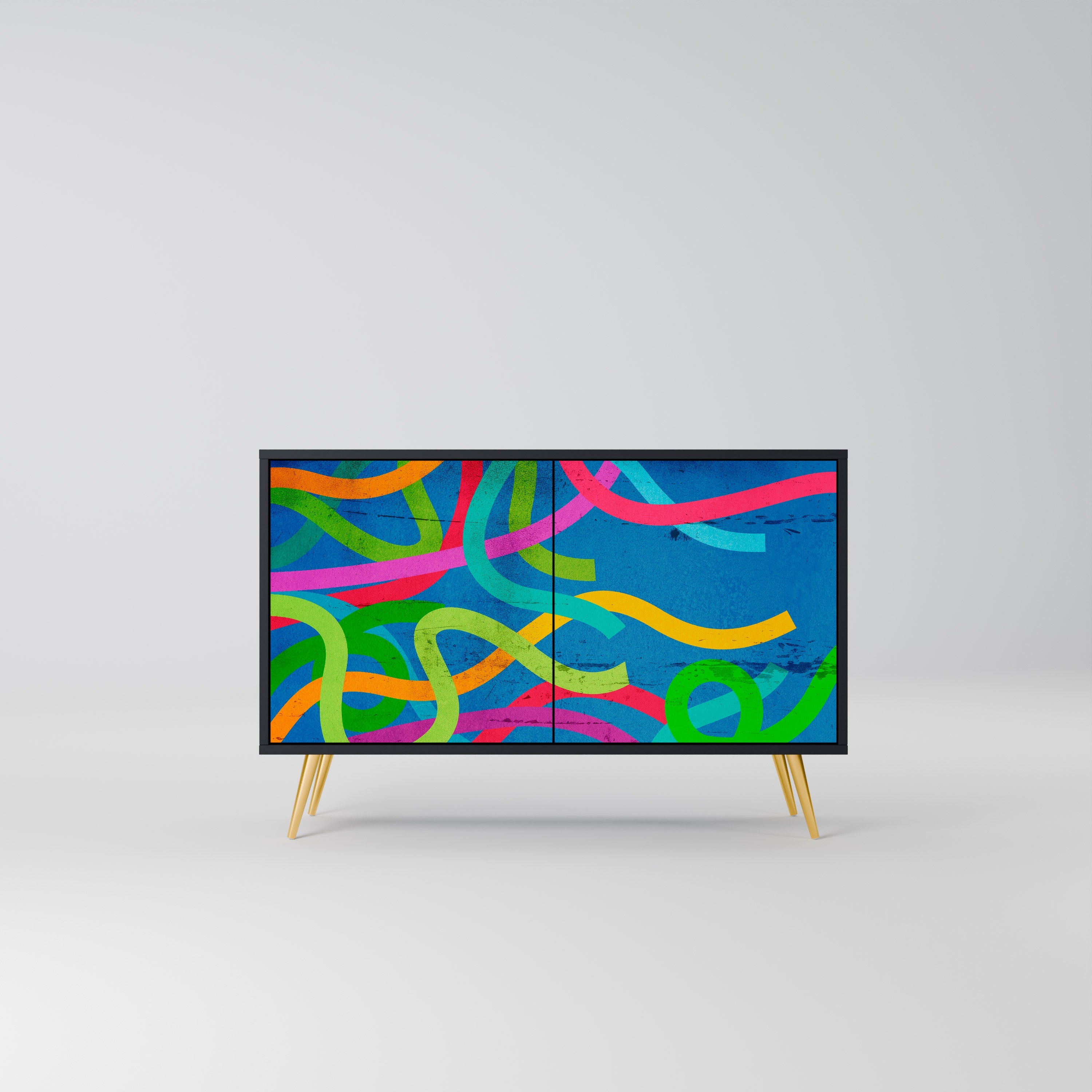 STREAMER TANGLE Aparador de 2 Portas em Acabamento Preto