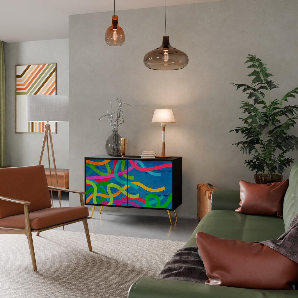 STREAMER TANGLE Aparador de 2 Portas em Acabamento Preto