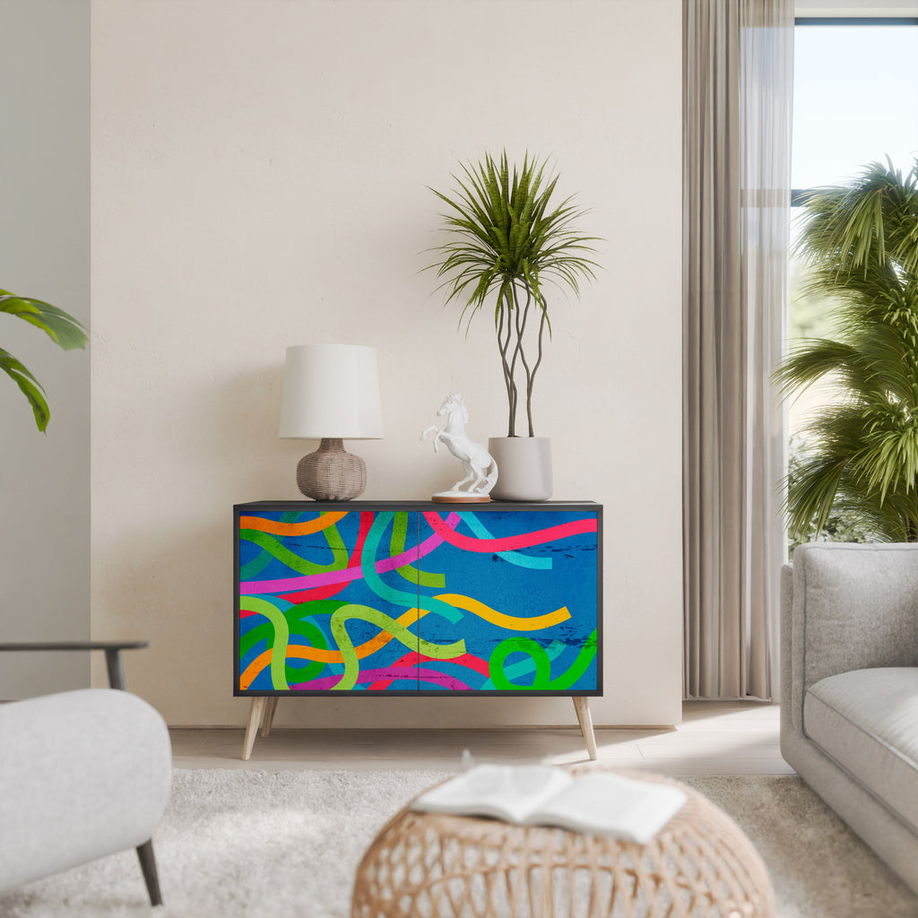 STREAMER TANGLE Aparador de 2 Portas em Acabamento Preto