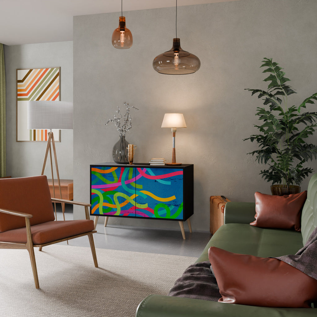 STREAMER TANGLE Aparador de 2 Portas em Acabamento Preto