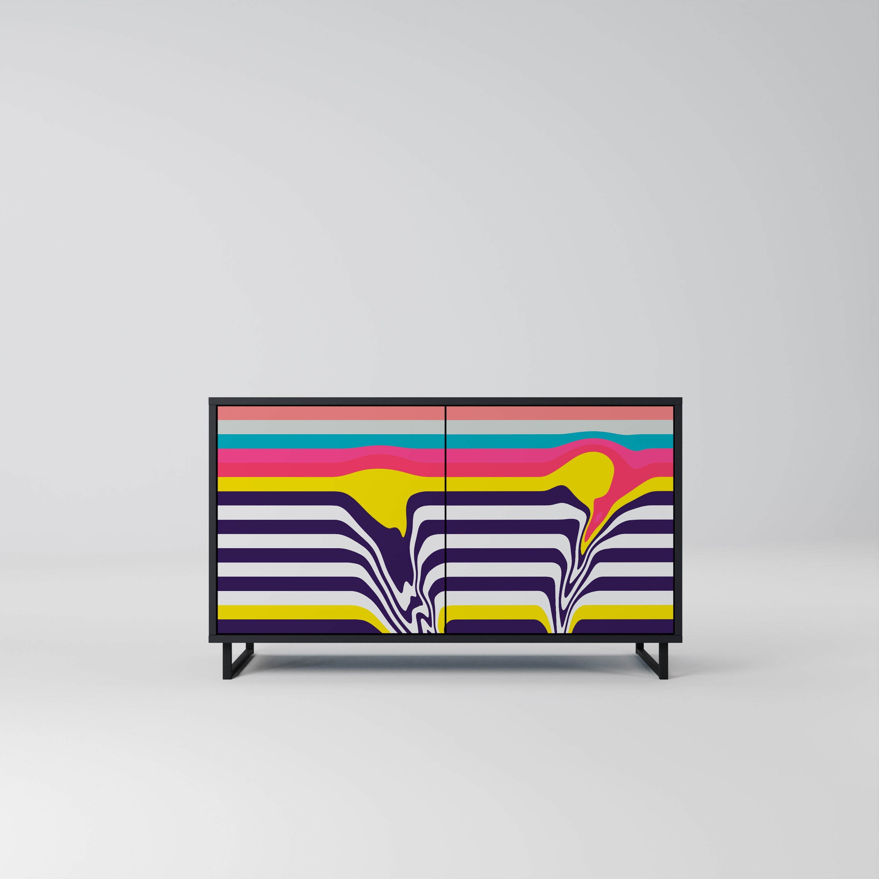 TONE COLLAPSE Aparador de 2 Portas em Acabamento Preto