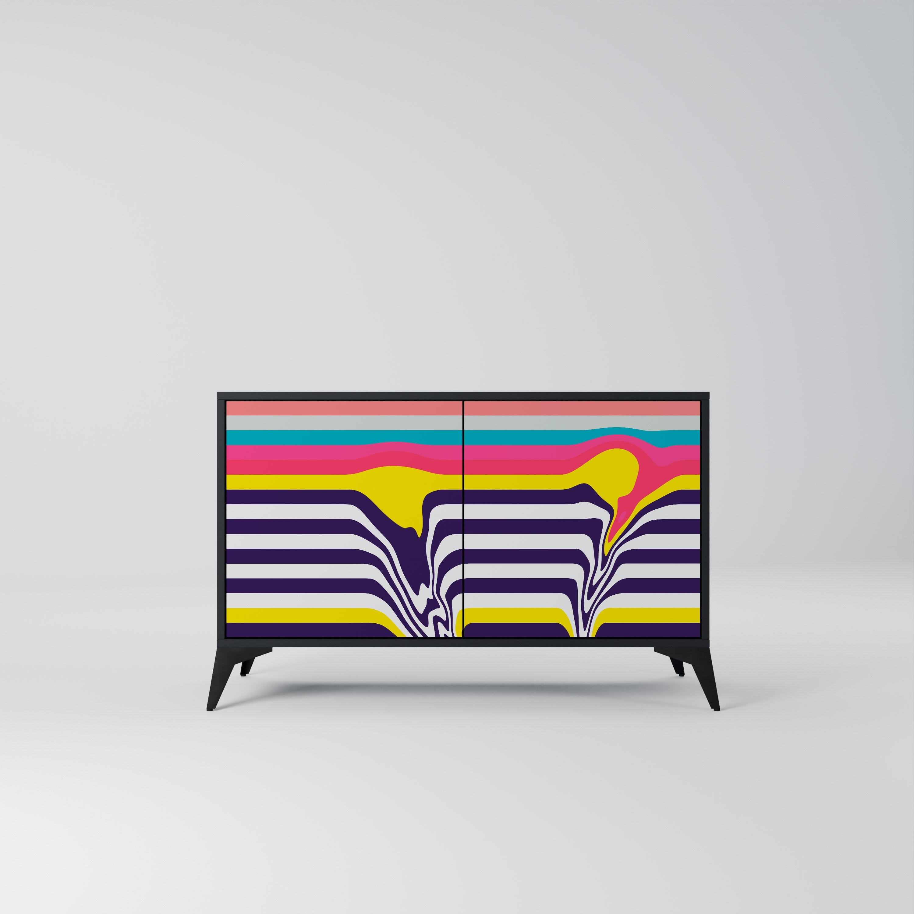 TONE COLLAPSE Aparador de 2 Portas em Acabamento Preto