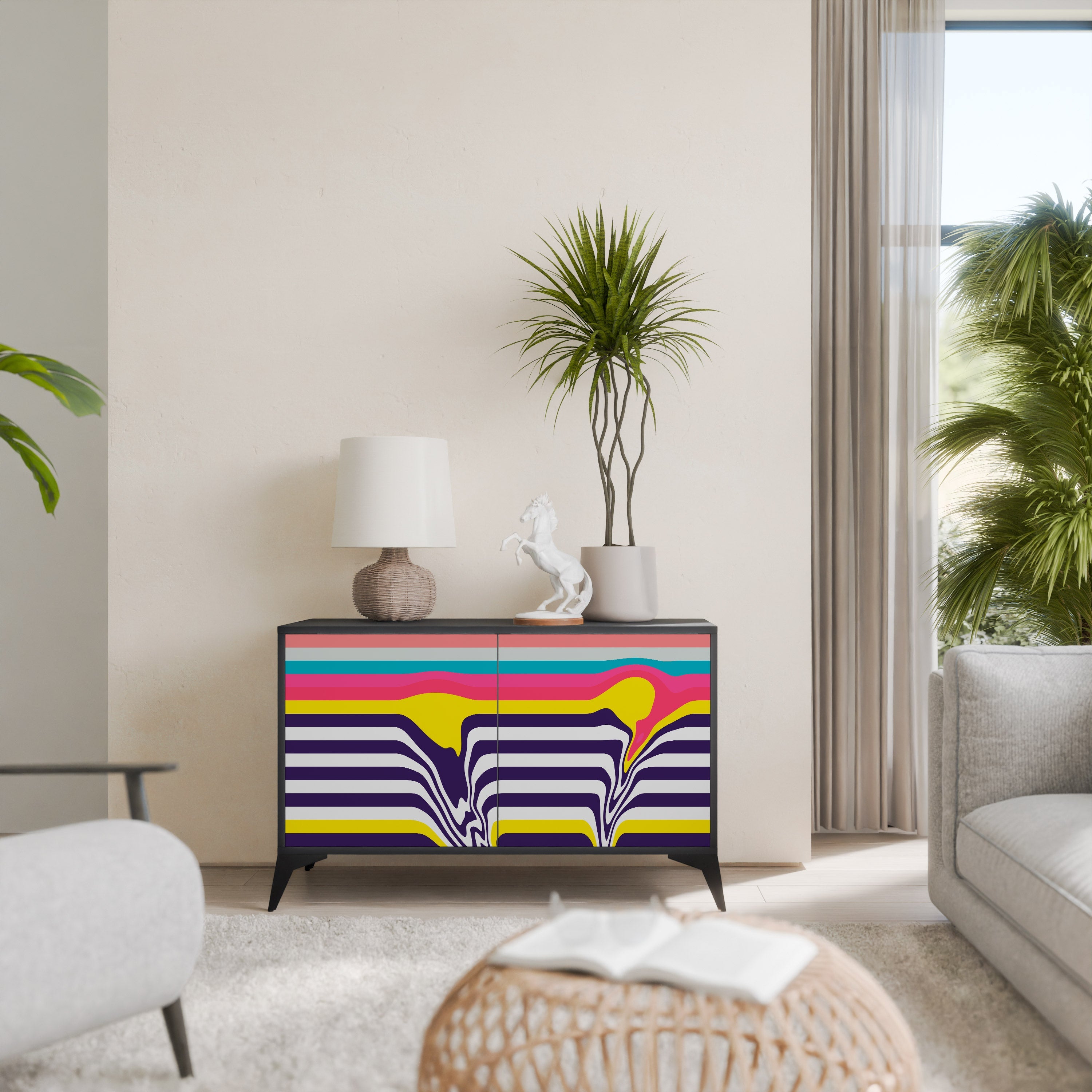 TONE COLLAPSE 2-Door Sideboard in Black Finish