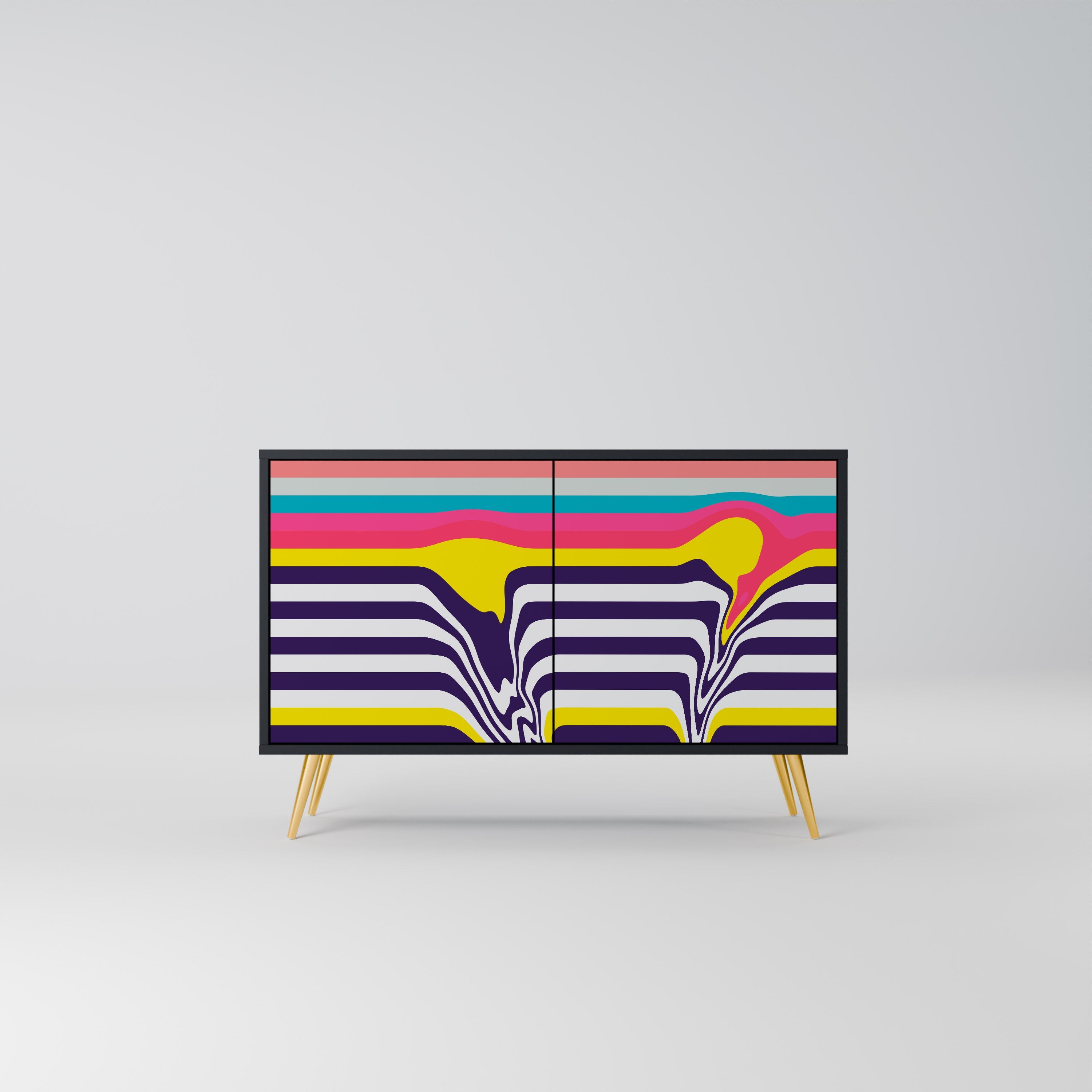 TONE COLLAPSE Aparador de 2 Portas em Acabamento Preto