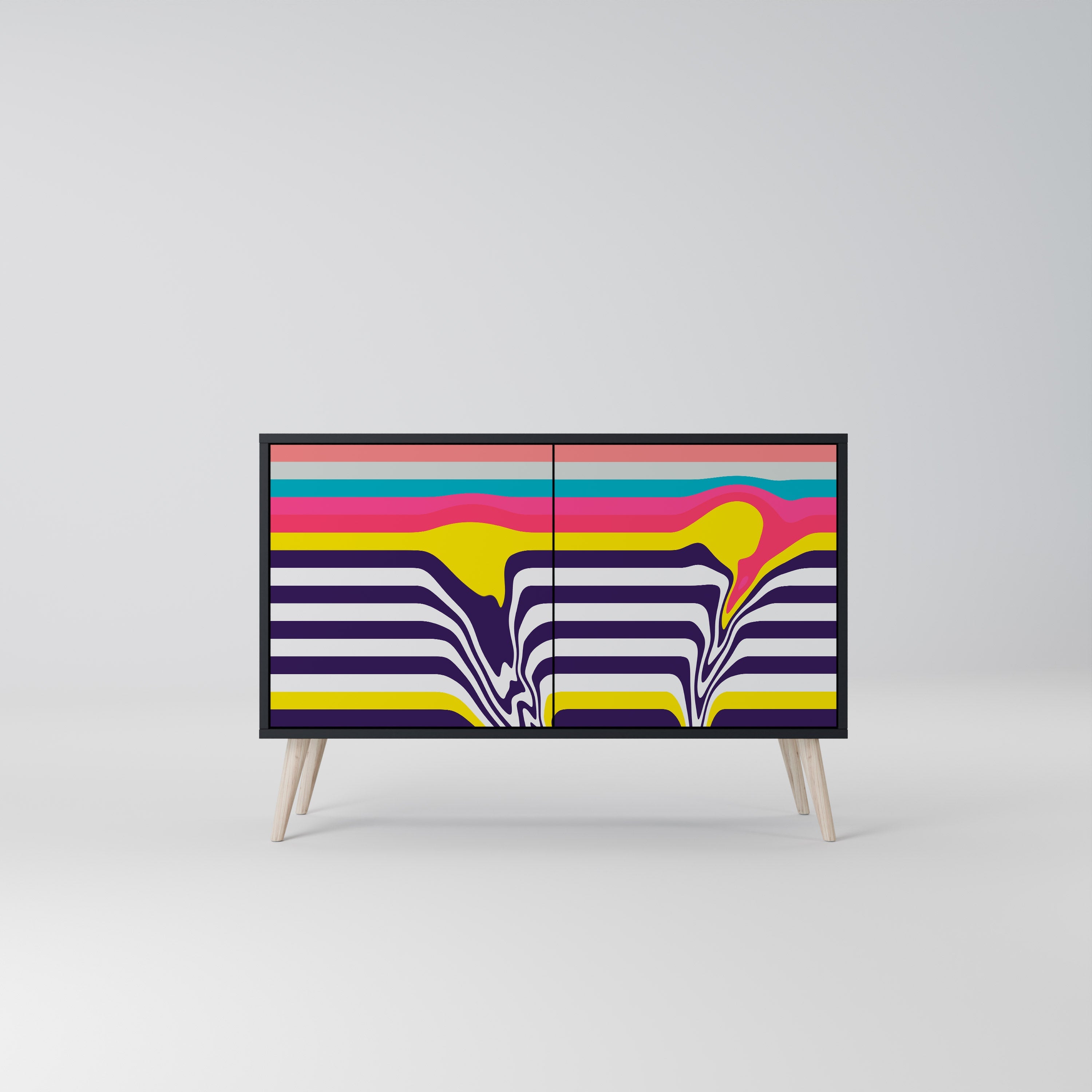 TONE COLLAPSE Aparador de 2 Portas em Acabamento Preto