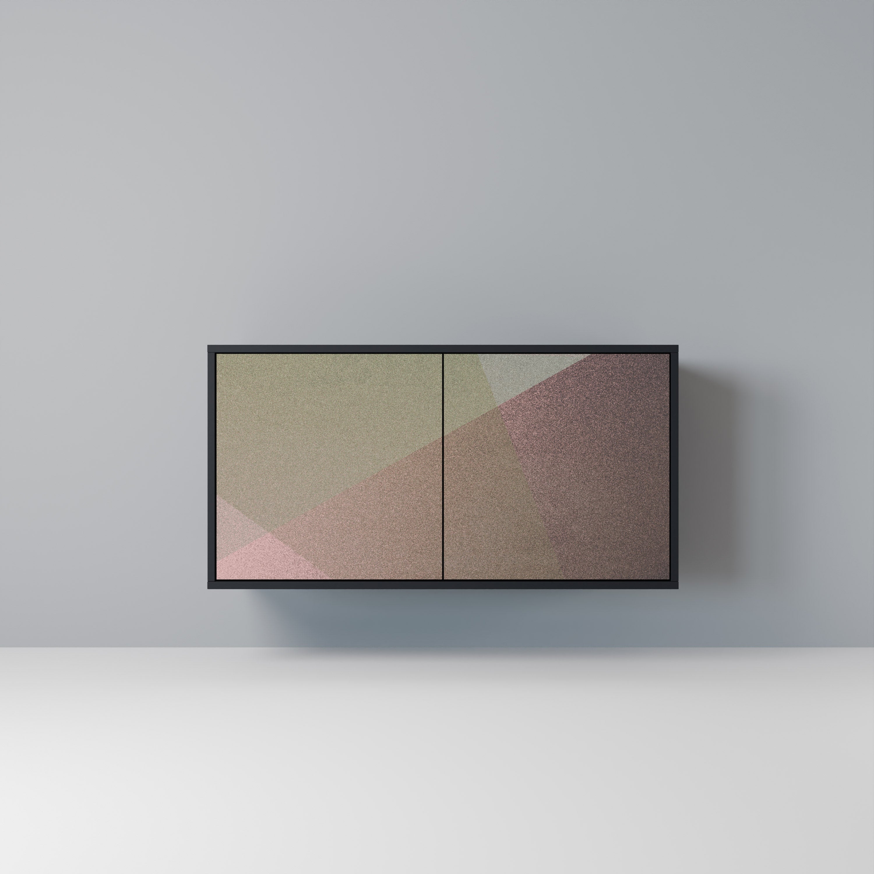 BEIGE GEOMETRY Aparador de 2 Portas em Acabamento Preto