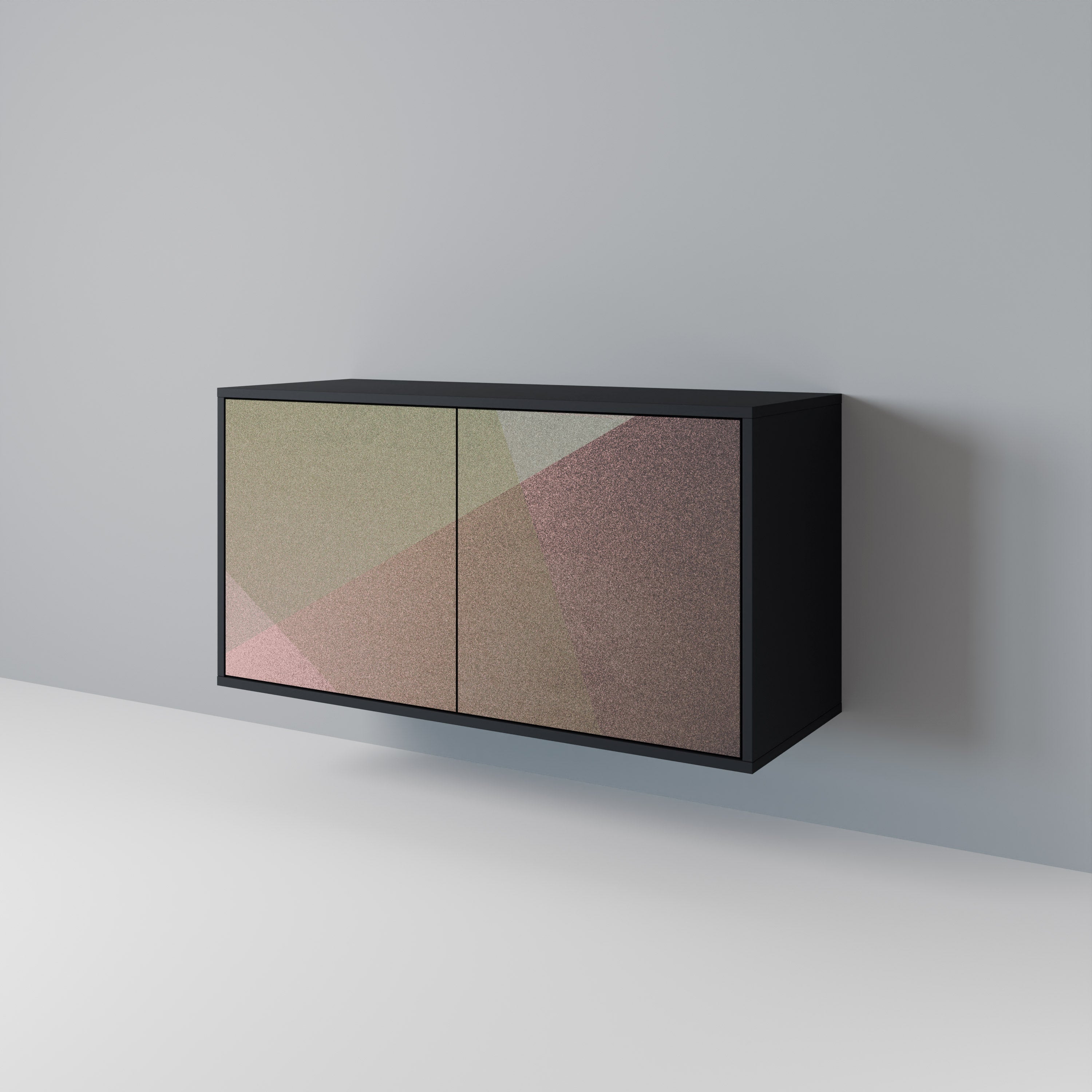 BEIGE GEOMETRY Aparador de 2 Portas em Acabamento Preto