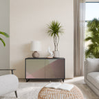 BEIGE GEOMETRY Aparador de 2 Portas em Acabamento Preto