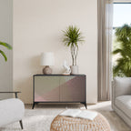 BEIGE GEOMETRY Aparador de 2 Portas em Acabamento Preto