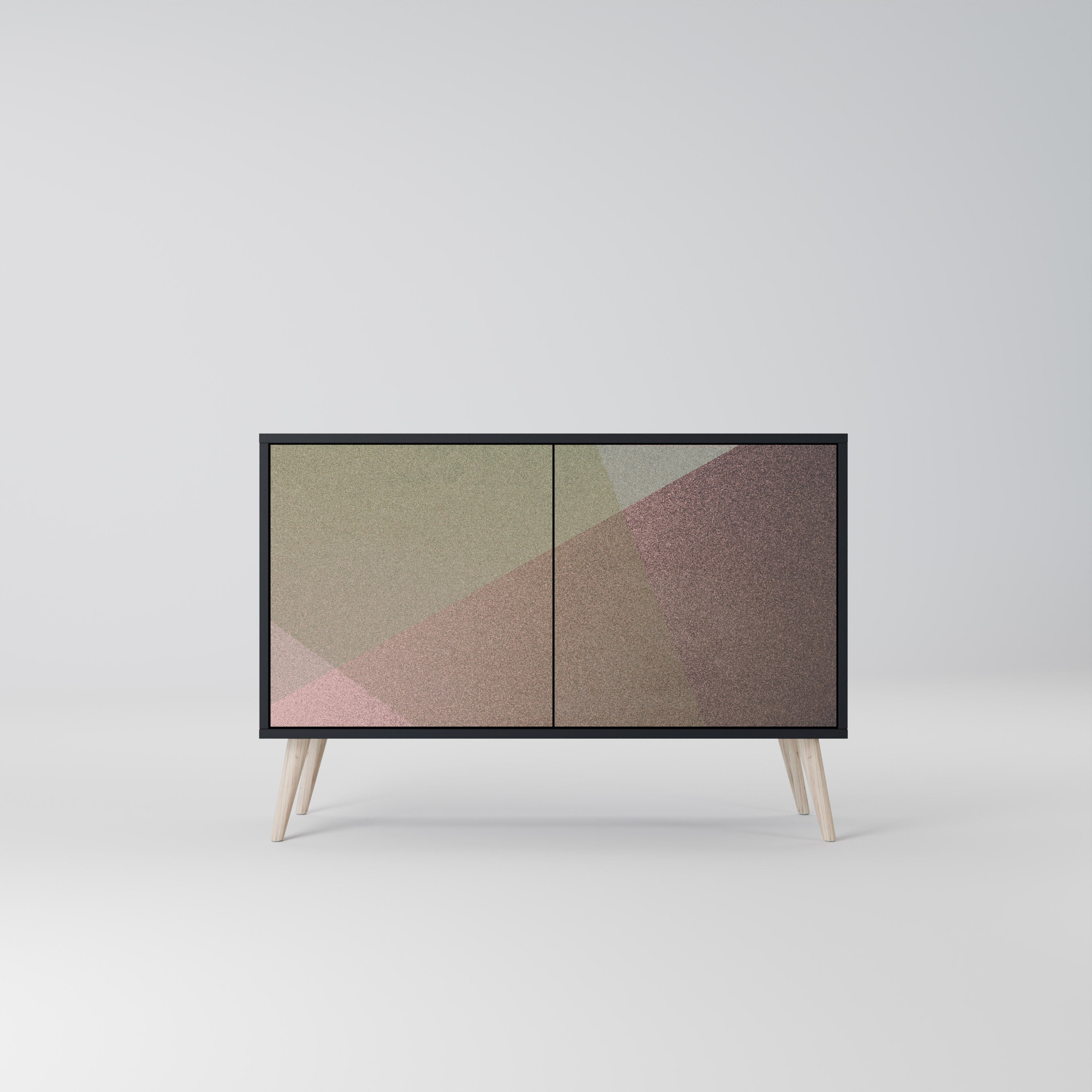 BEIGE GEOMETRY Aparador de 2 Portas em Acabamento Preto