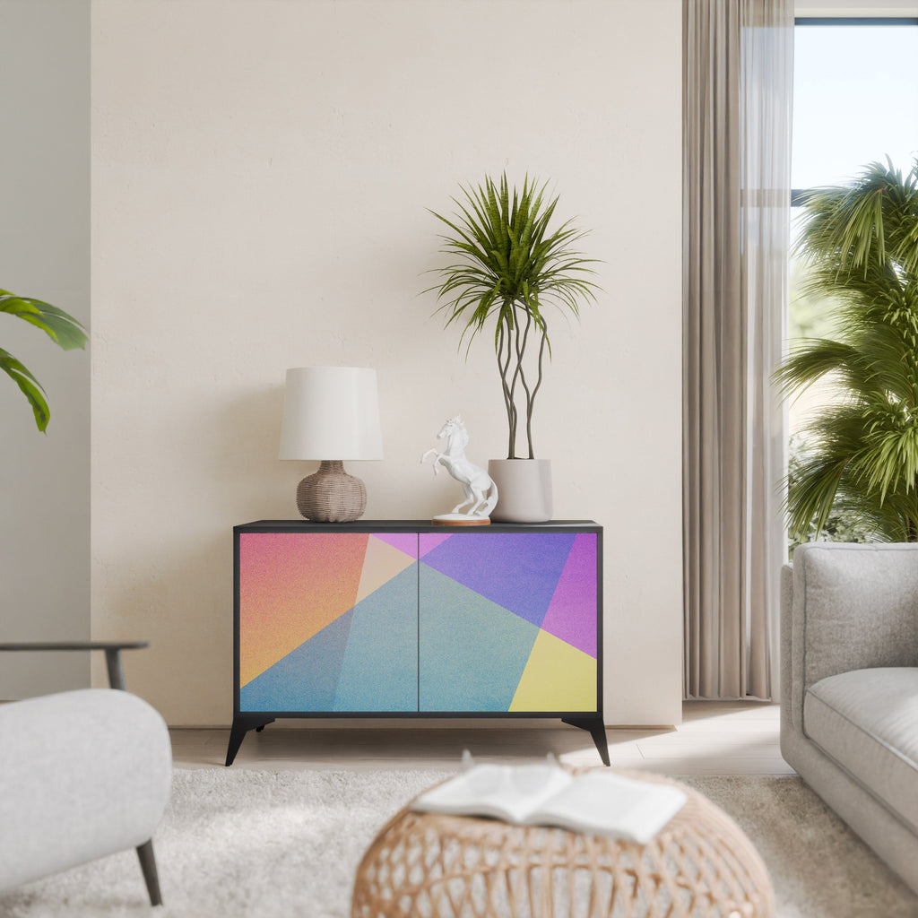 BRIGHT GEOMETRY Aparador de 2 Portas em Acabamento Preto