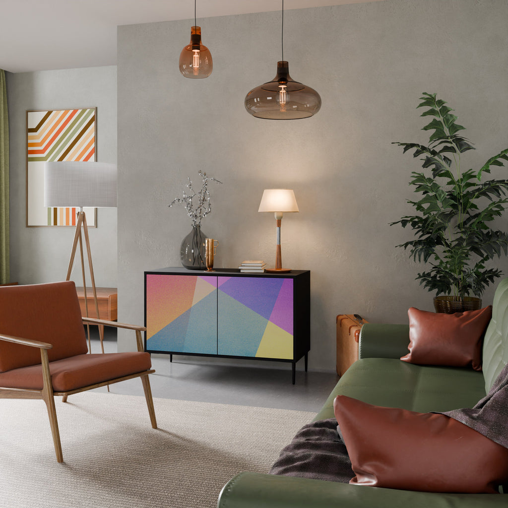 BRIGHT GEOMETRY Aparador de 2 Portas em Acabamento Preto