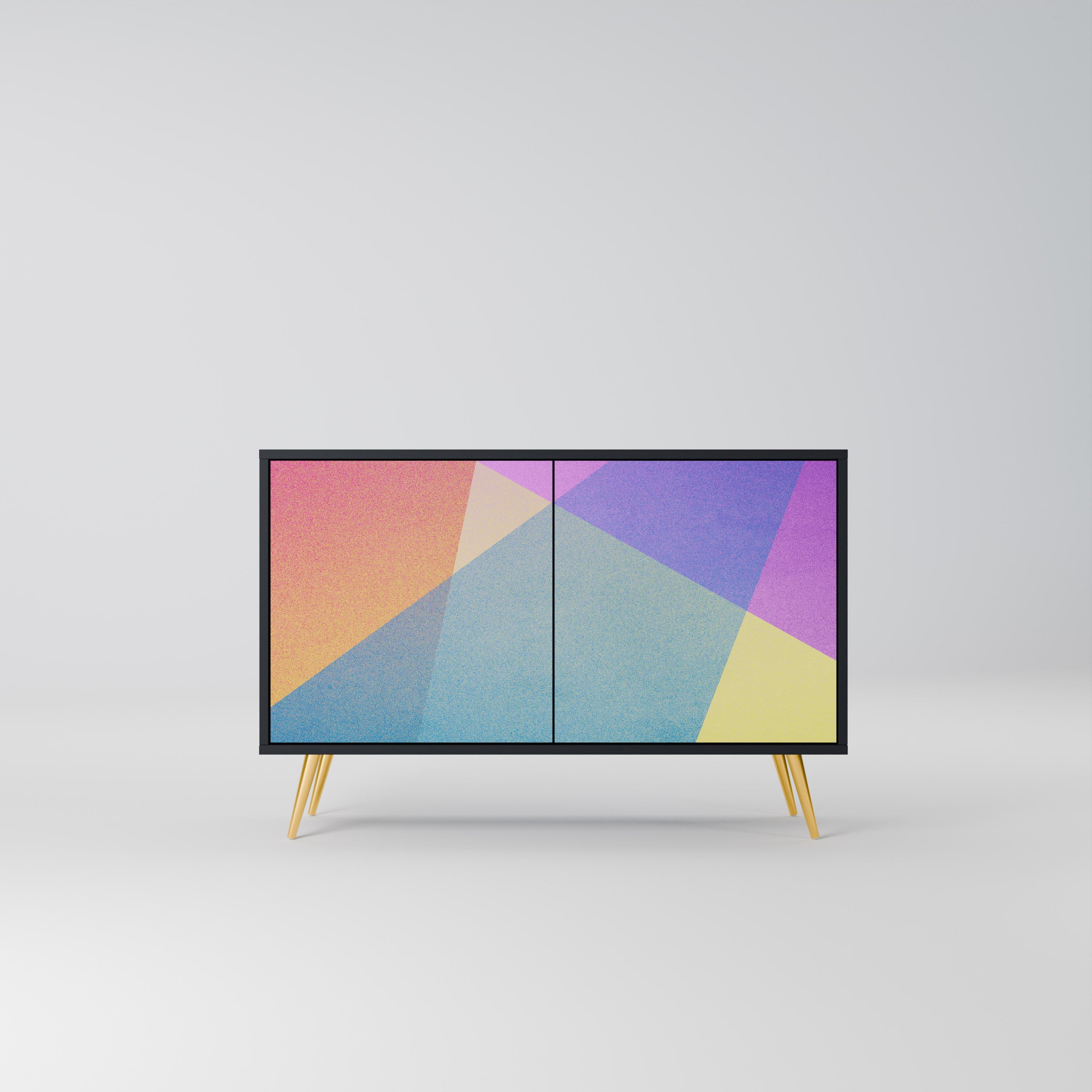 BRIGHT GEOMETRY Aparador de 2 Portas em Acabamento Preto