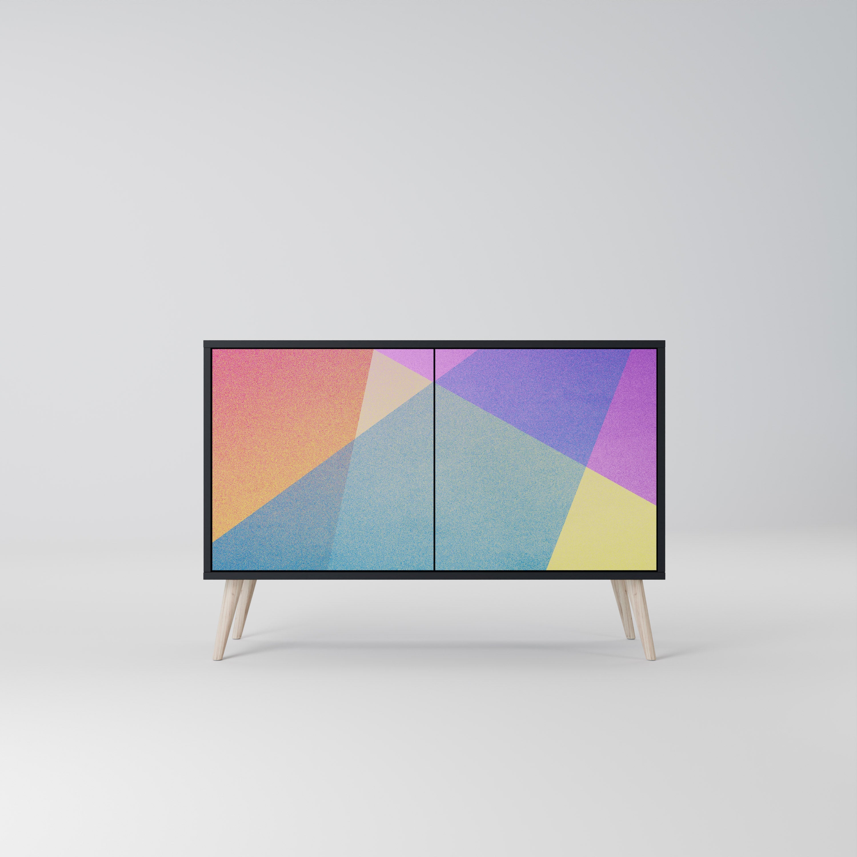 BRIGHT GEOMETRY Aparador de 2 Portas em Acabamento Preto