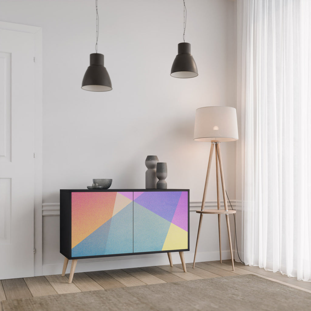 BRIGHT GEOMETRY Aparador de 2 Portas em Acabamento Preto