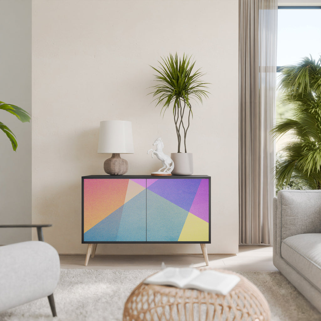 BRIGHT GEOMETRY Aparador de 2 Portas em Acabamento Preto