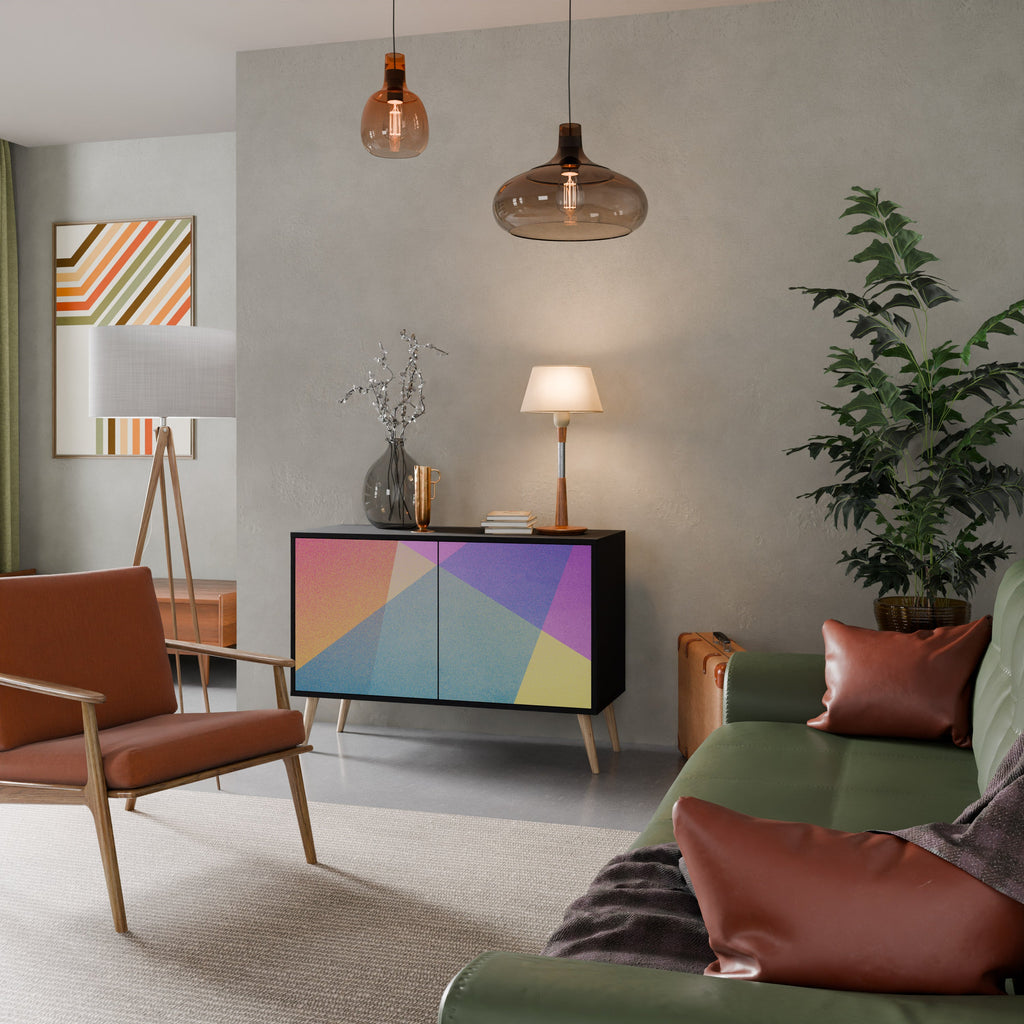 BRIGHT GEOMETRY Aparador de 2 Portas em Acabamento Preto