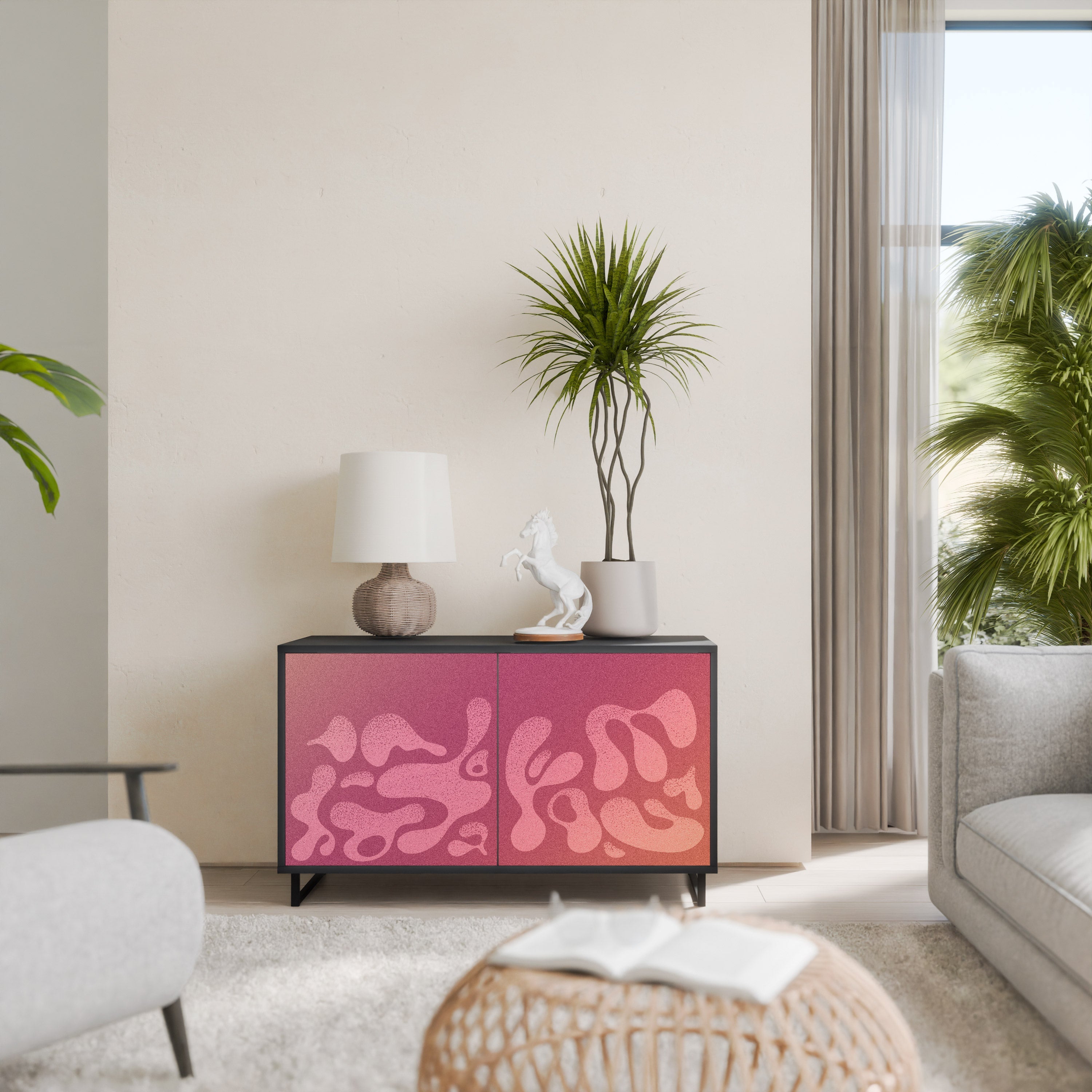 IRREGULAR PINK Aparador de 2 Portas em Acabamento Preto