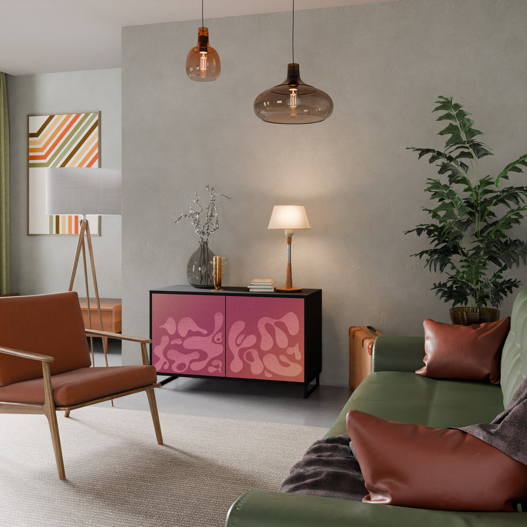 IRREGULAR PINK Aparador de 2 Portas em Acabamento Preto