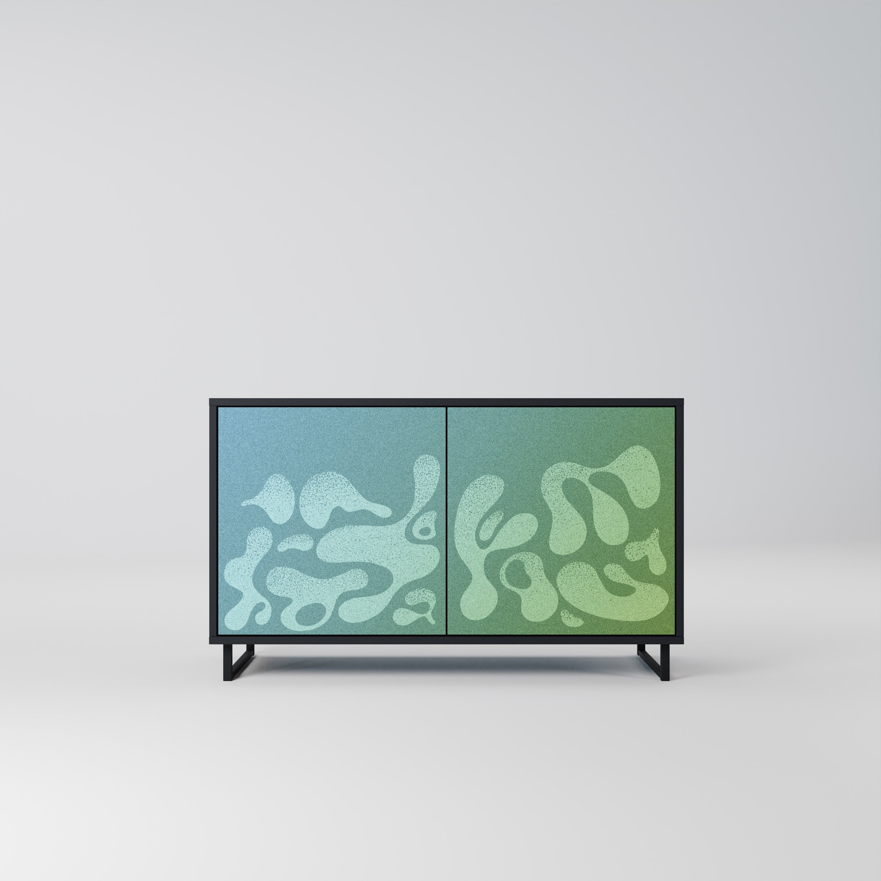 IRREGULAR BLUE Aparador de 2 Portas em Acabamento Preto