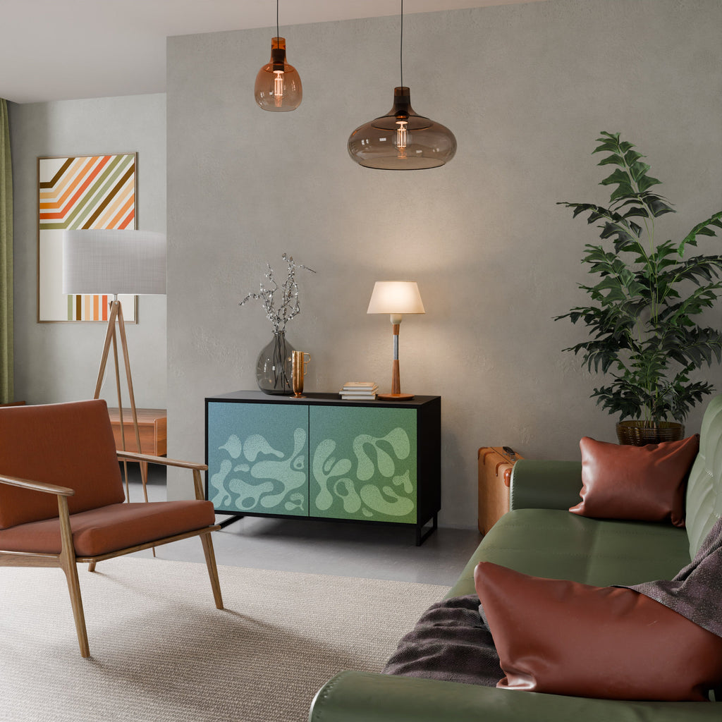 IRREGULAR BLUE Aparador de 2 Portas em Acabamento Preto