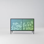 IRREGULAR BLUE Aparador de 2 Portas em Acabamento Preto