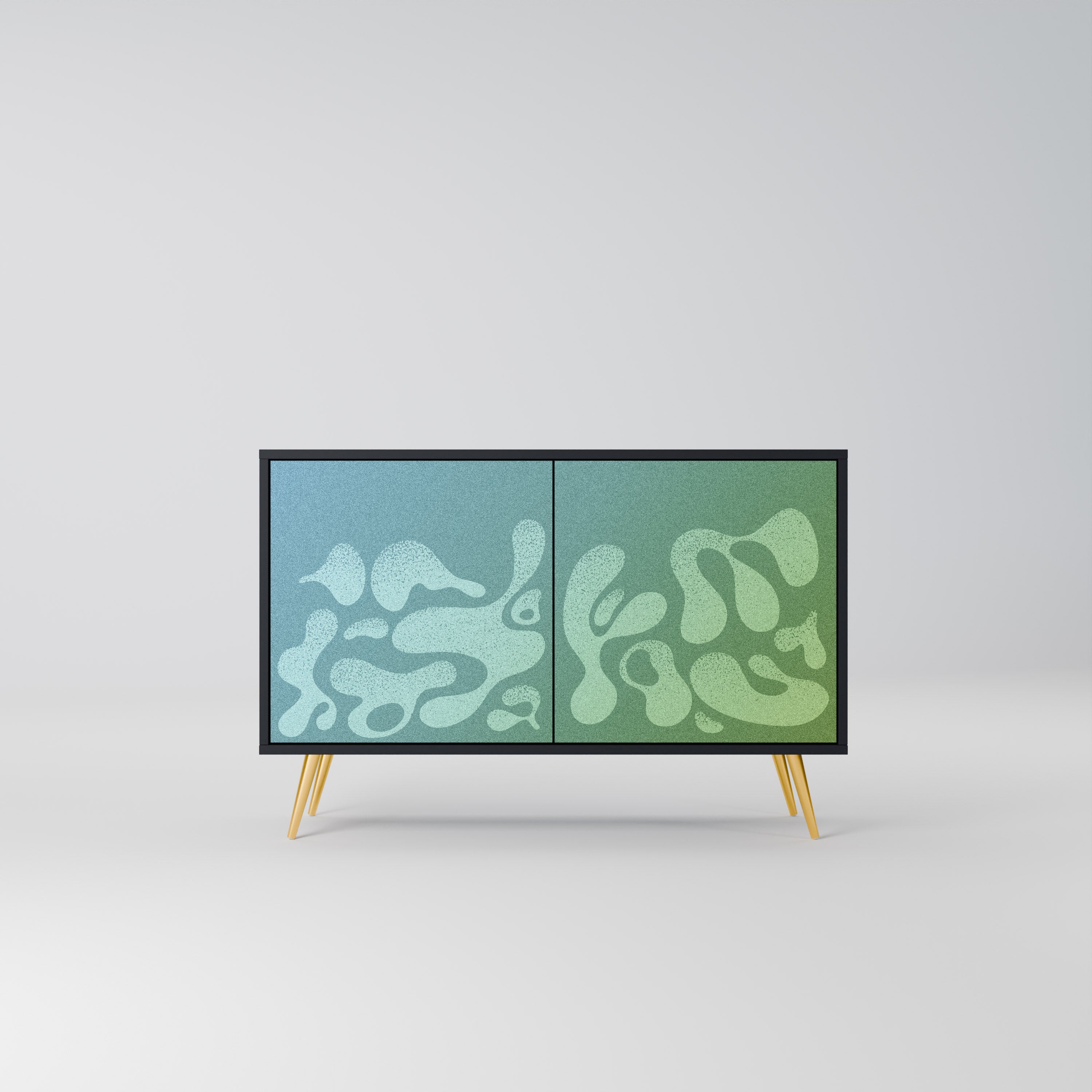 IRREGULAR BLUE Aparador de 2 Portas em Acabamento Preto