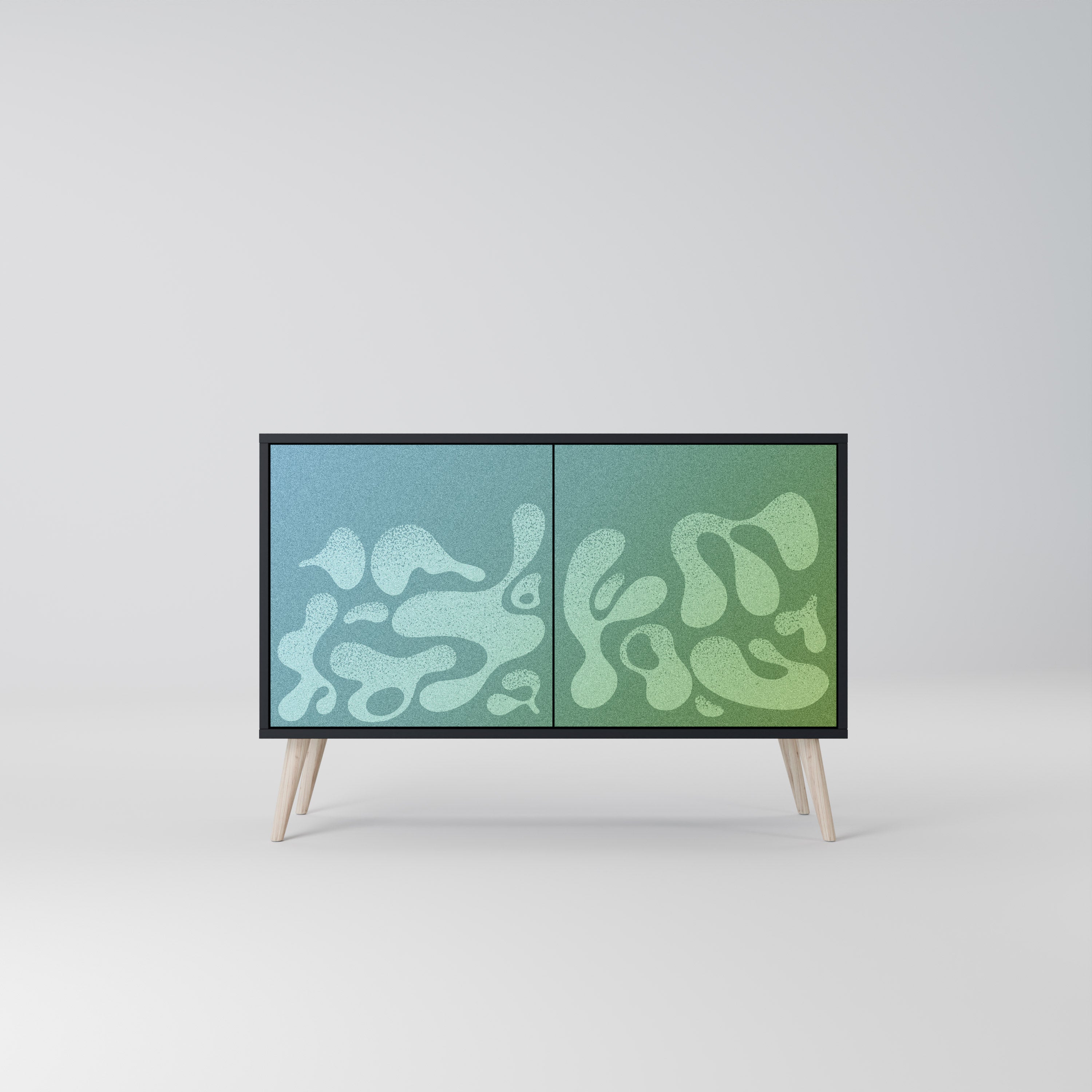 IRREGULAR BLUE Aparador de 2 Portas em Acabamento Preto