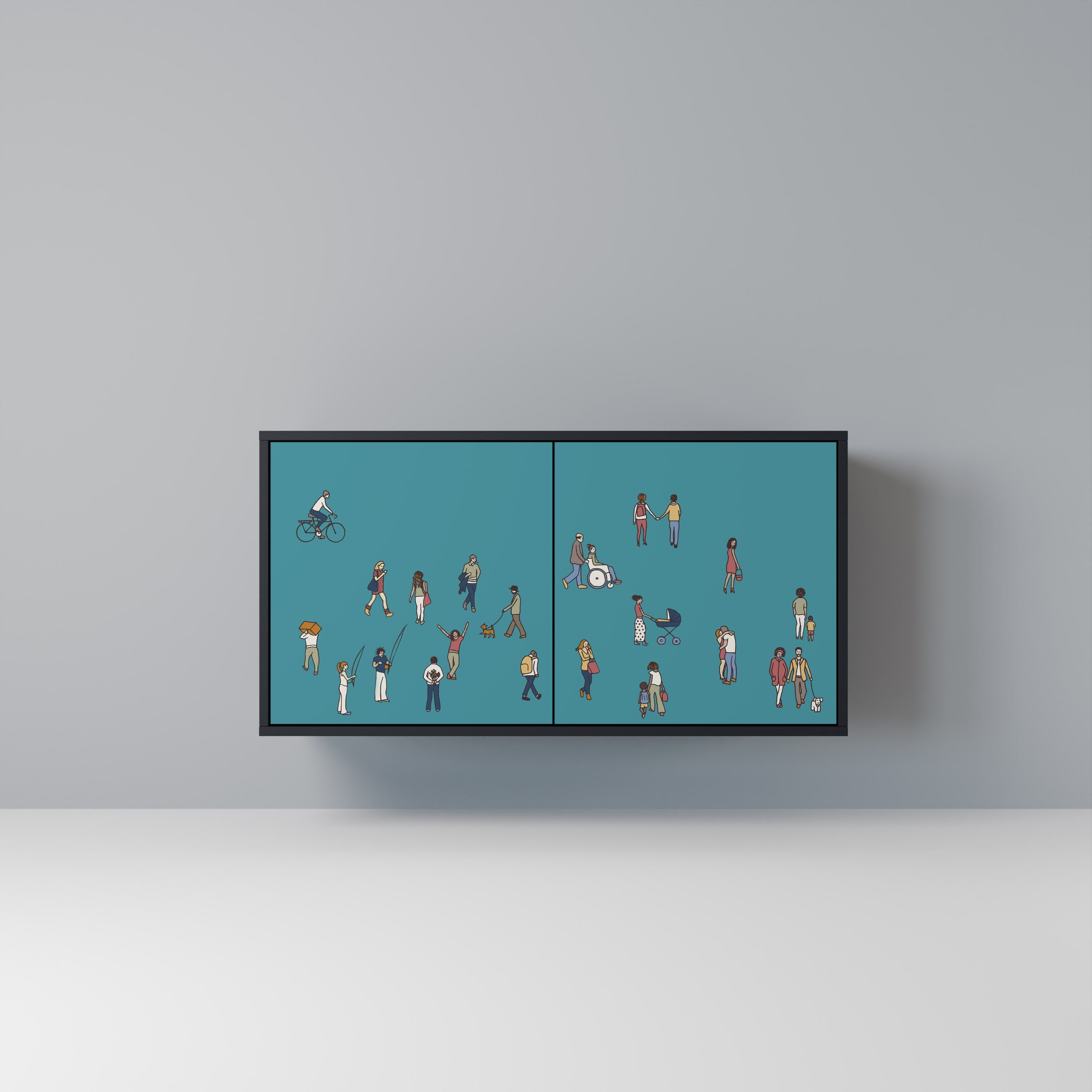 COLLECTIVE STREAM Aparador de 2 Portas em Acabamento Preto