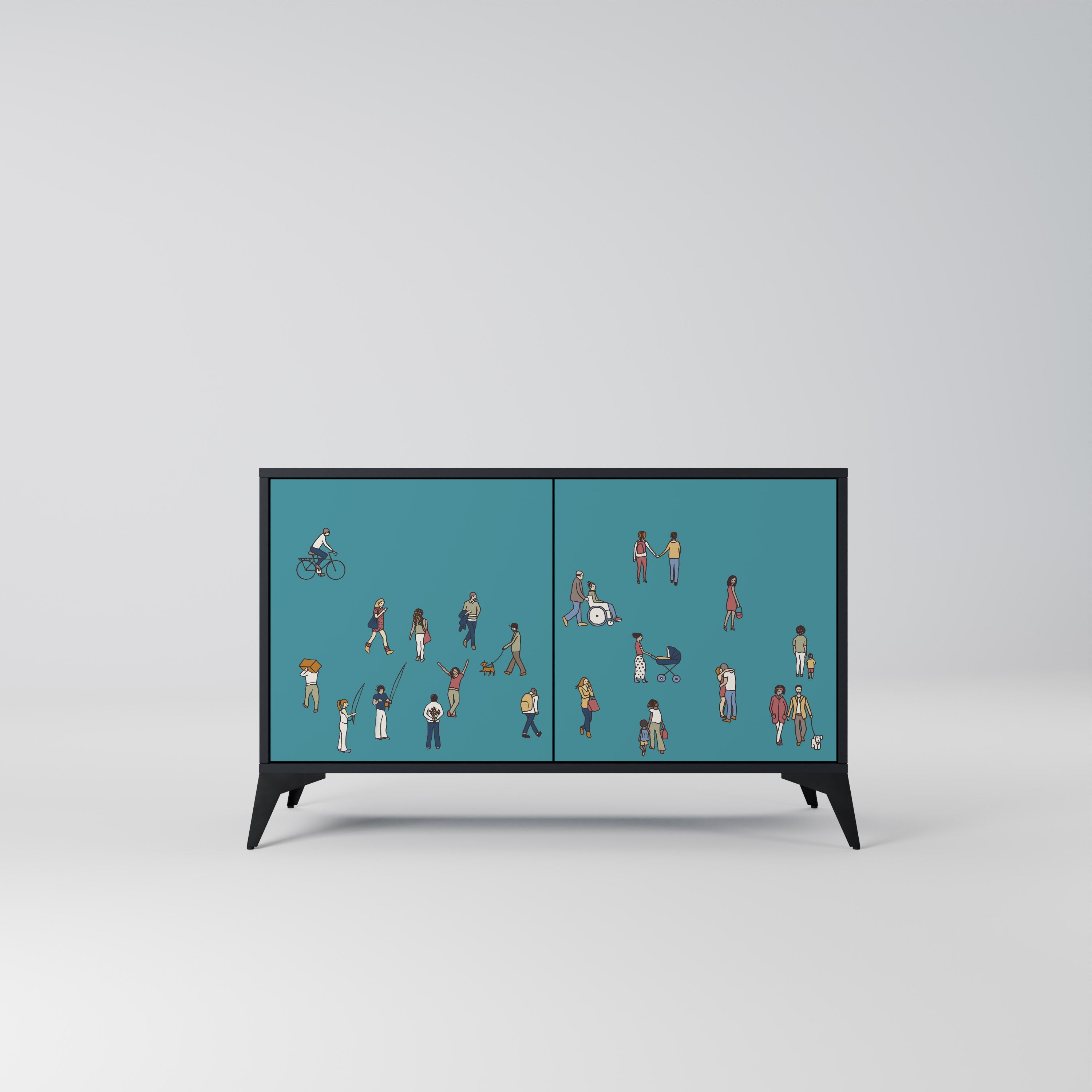 COLLECTIVE STREAM Aparador de 2 Portas em Acabamento Preto