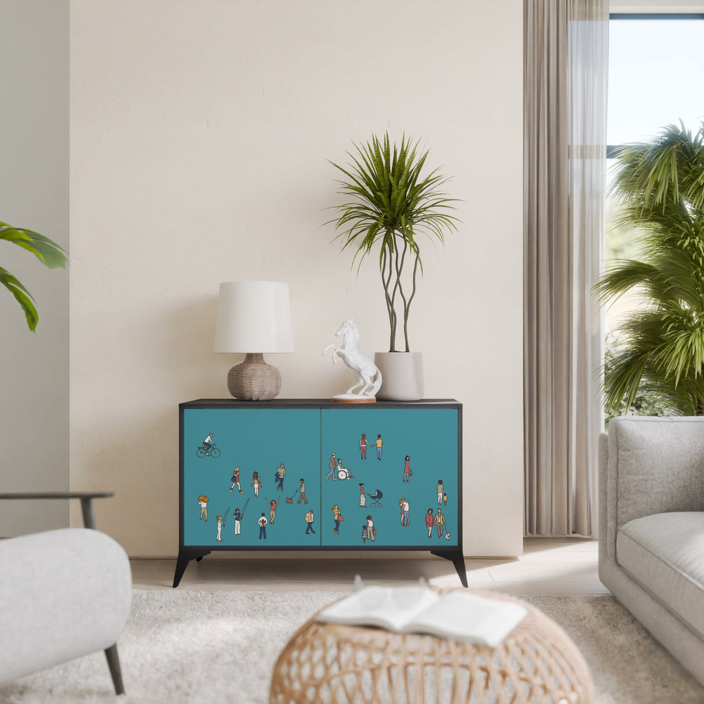 COLLECTIVE STREAM Aparador de 2 Portas em Acabamento Preto