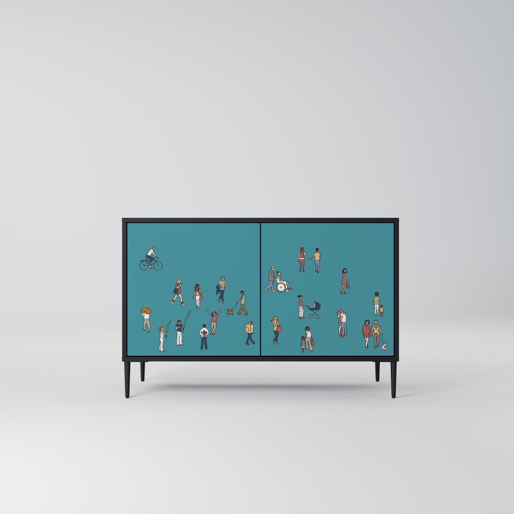 COLLECTIVE STREAM Aparador de 2 Portas em Acabamento Preto