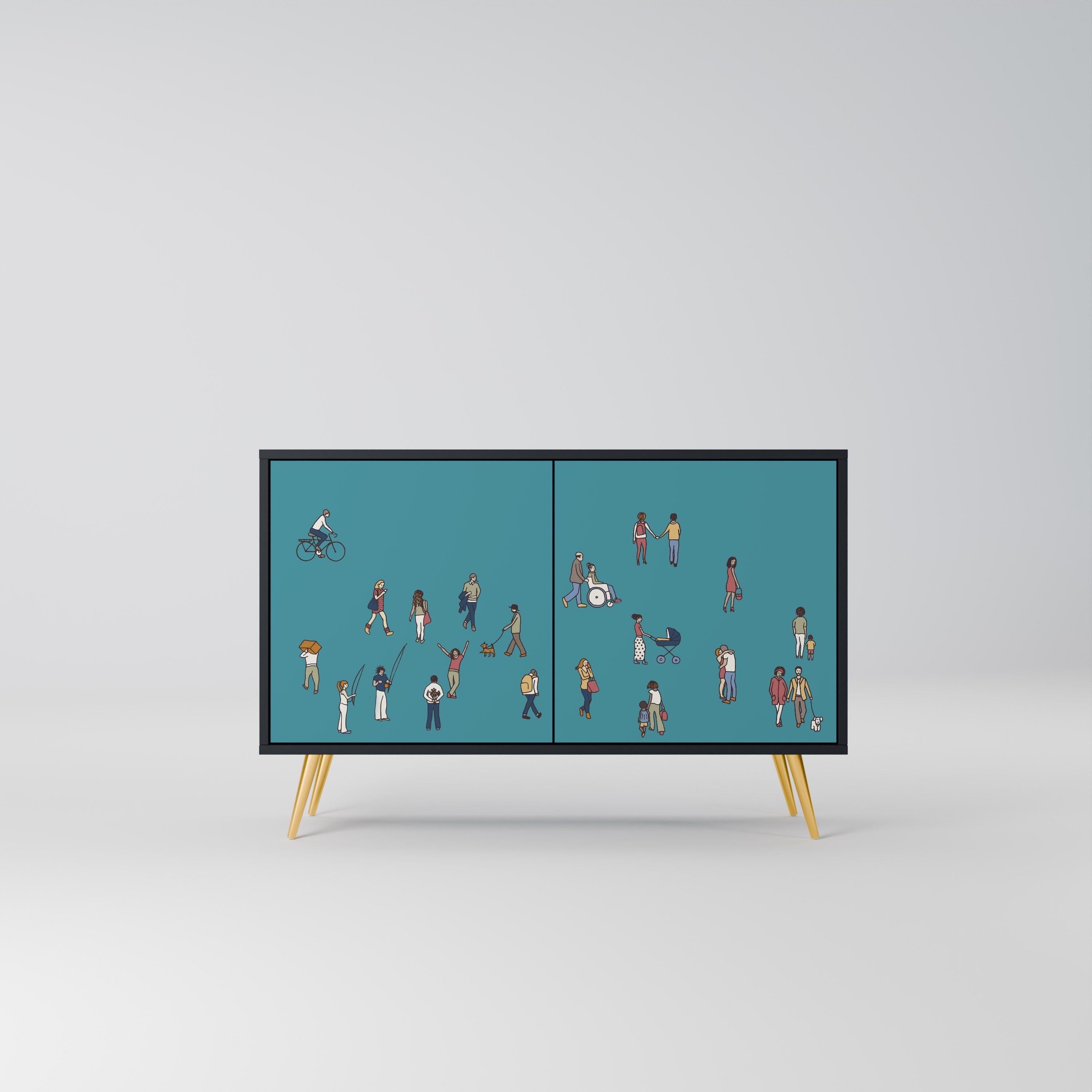 COLLECTIVE STREAM Aparador de 2 Portas em Acabamento Preto