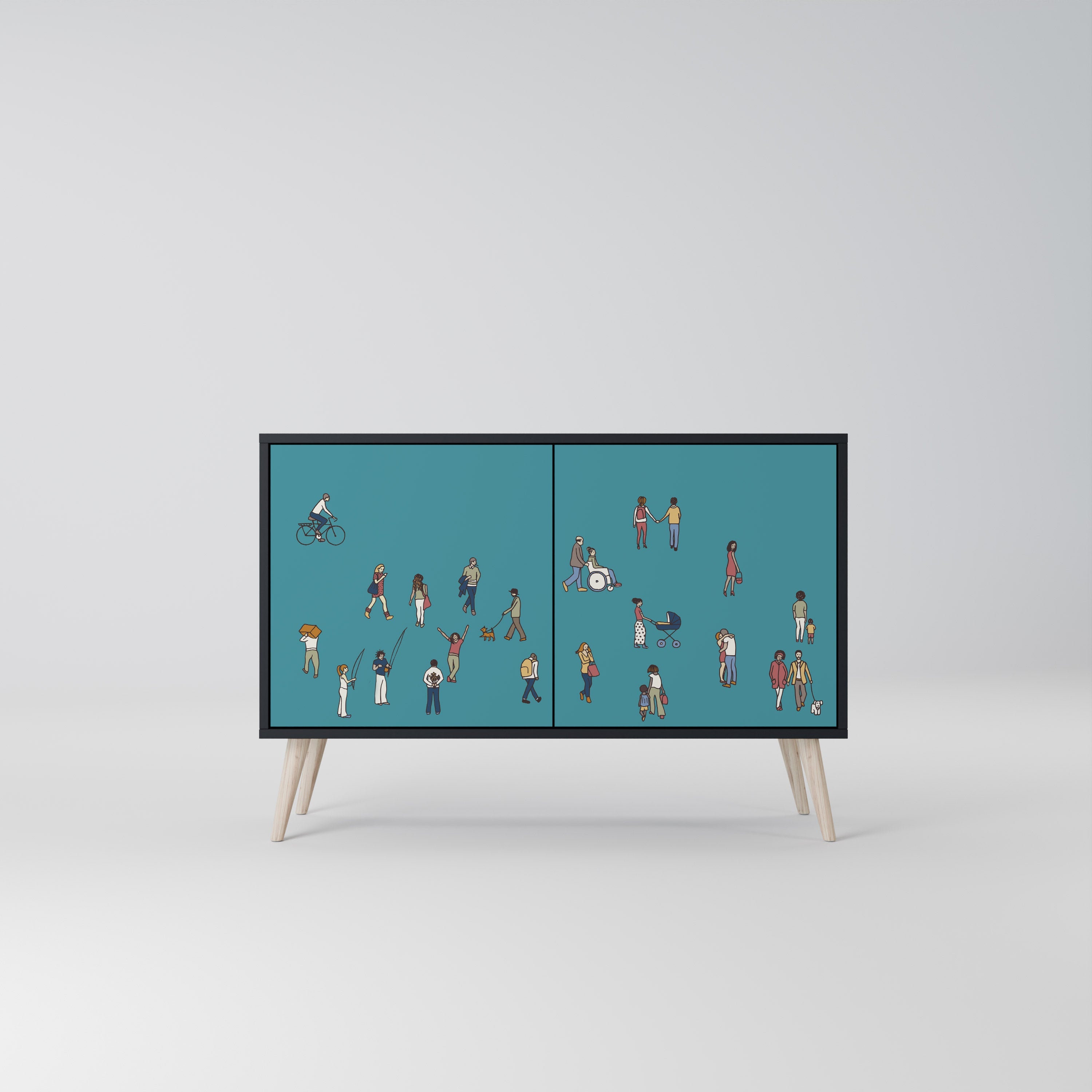 COLLECTIVE STREAM Aparador de 2 Portas em Acabamento Preto