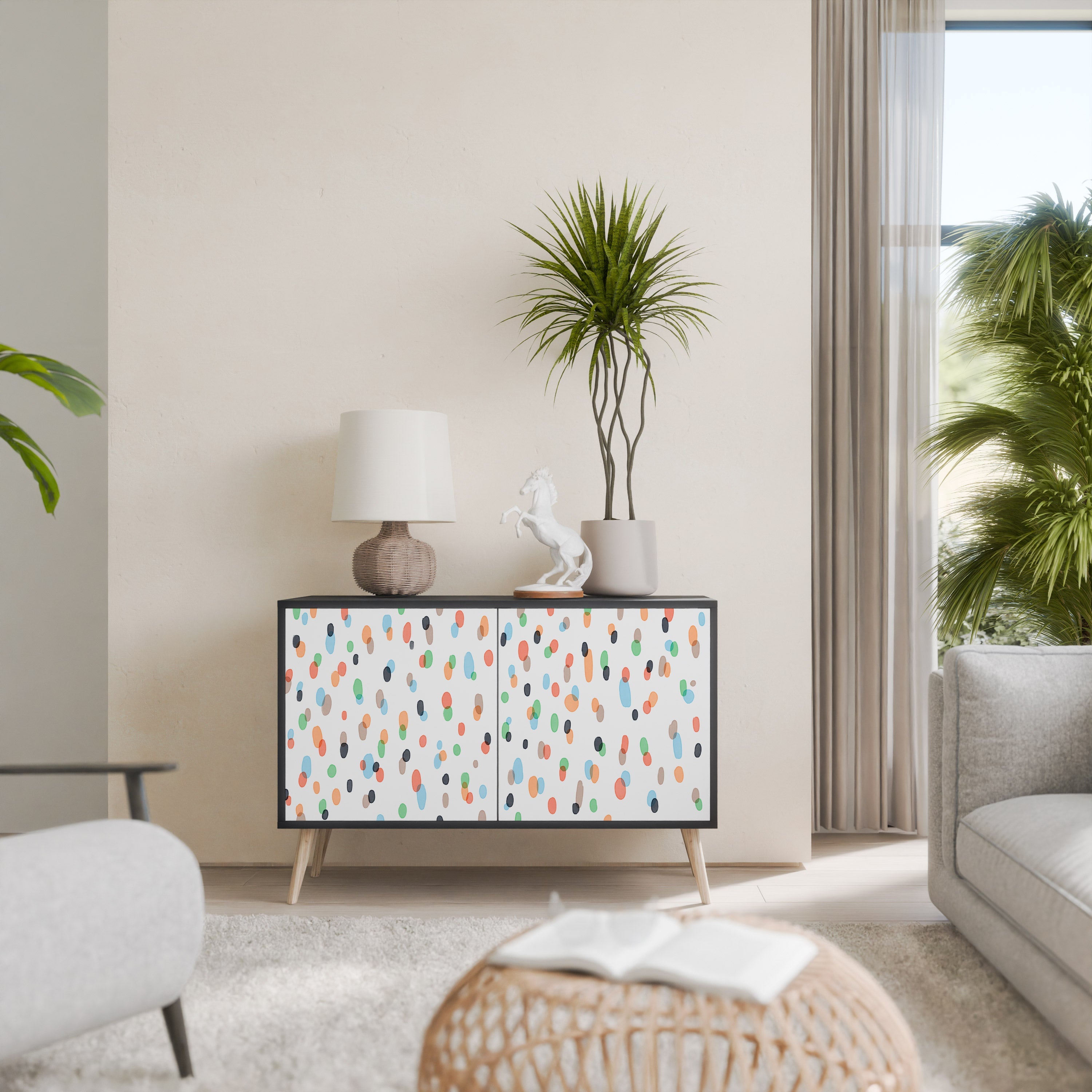 ENERGETIC SPOTS Aparador de 2 Portas em Acabamento Preto