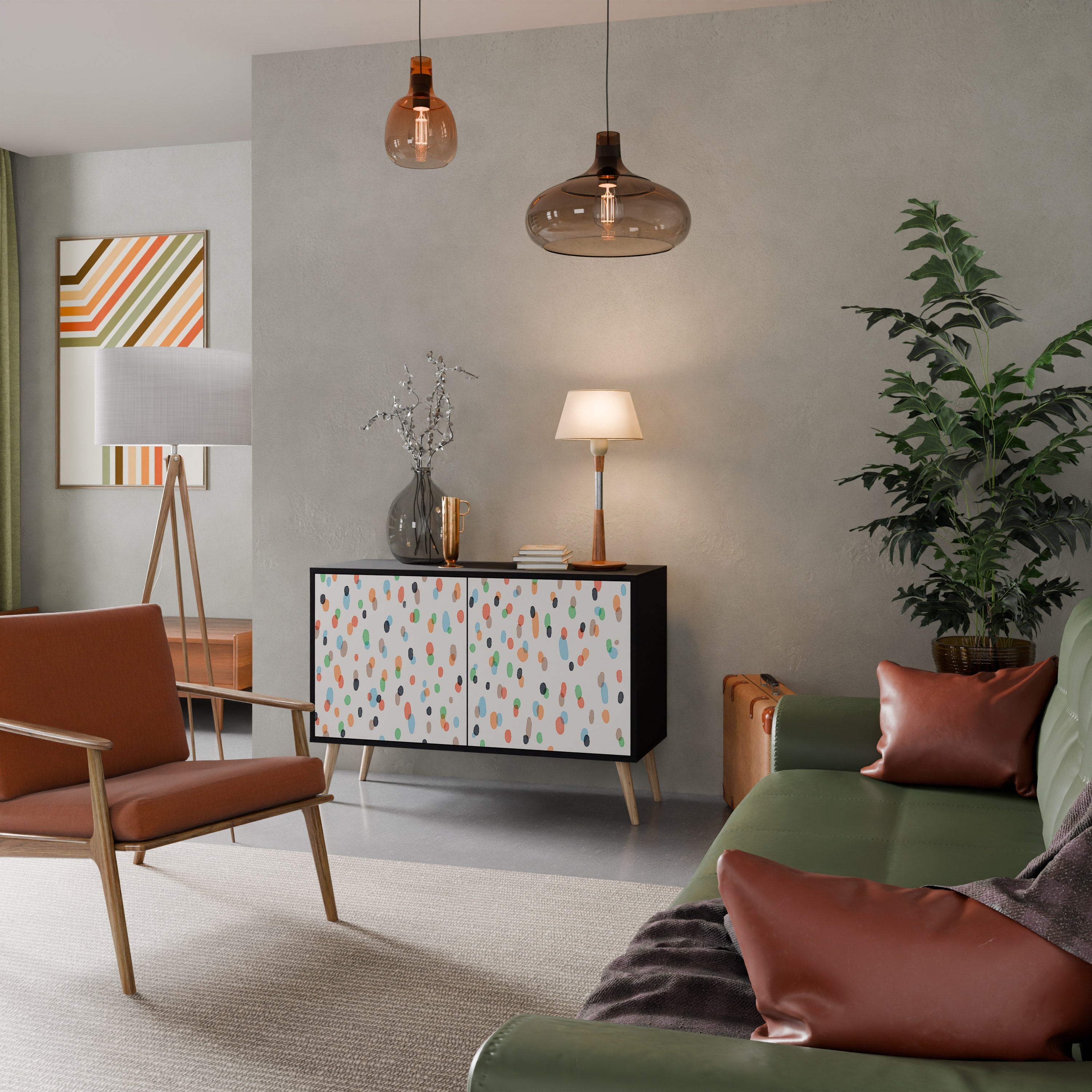 ENERGETIC SPOTS Aparador de 2 Portas em Acabamento Preto