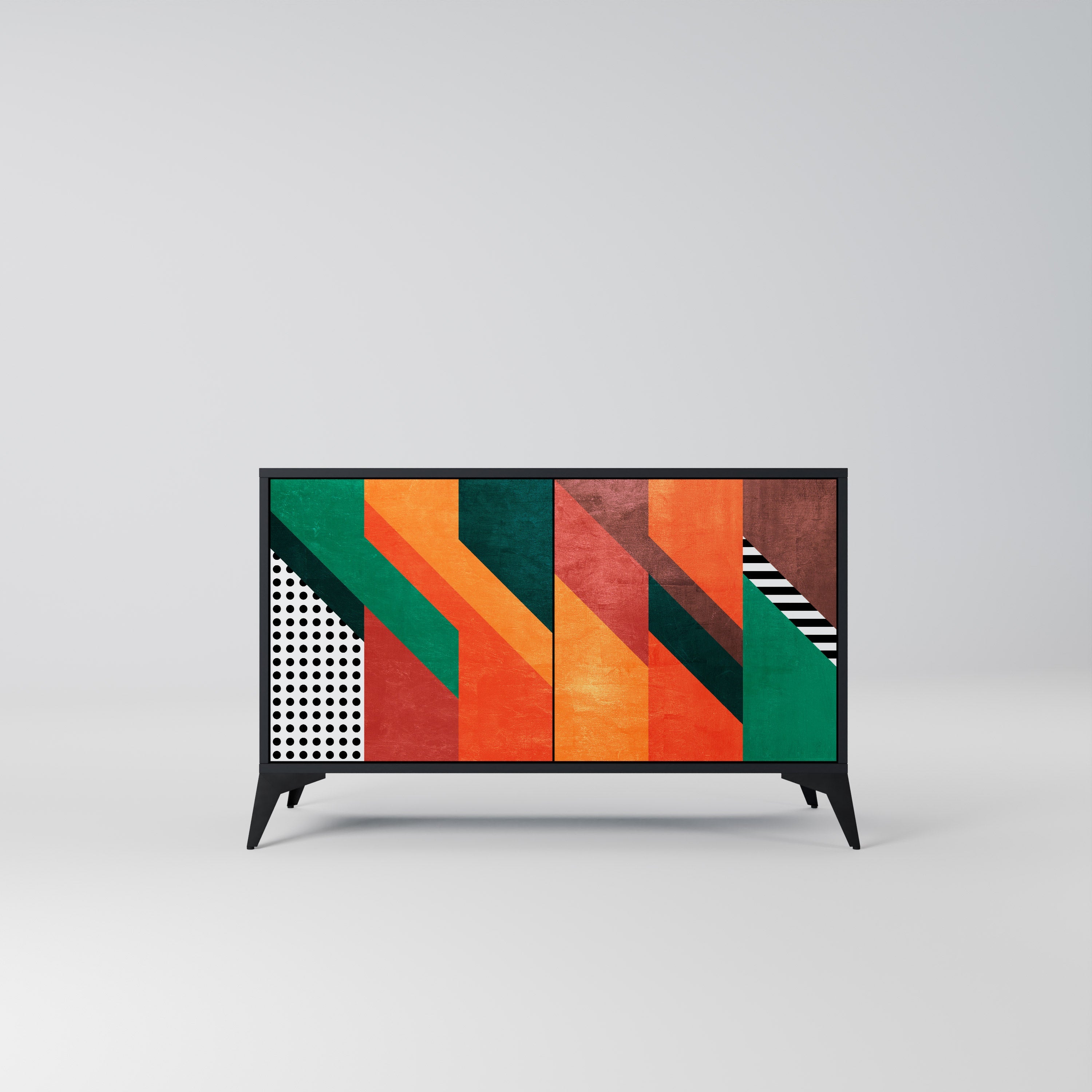 MAKESHIFT ARTISTRY Aparador de 2 Portas em Acabamento Preto