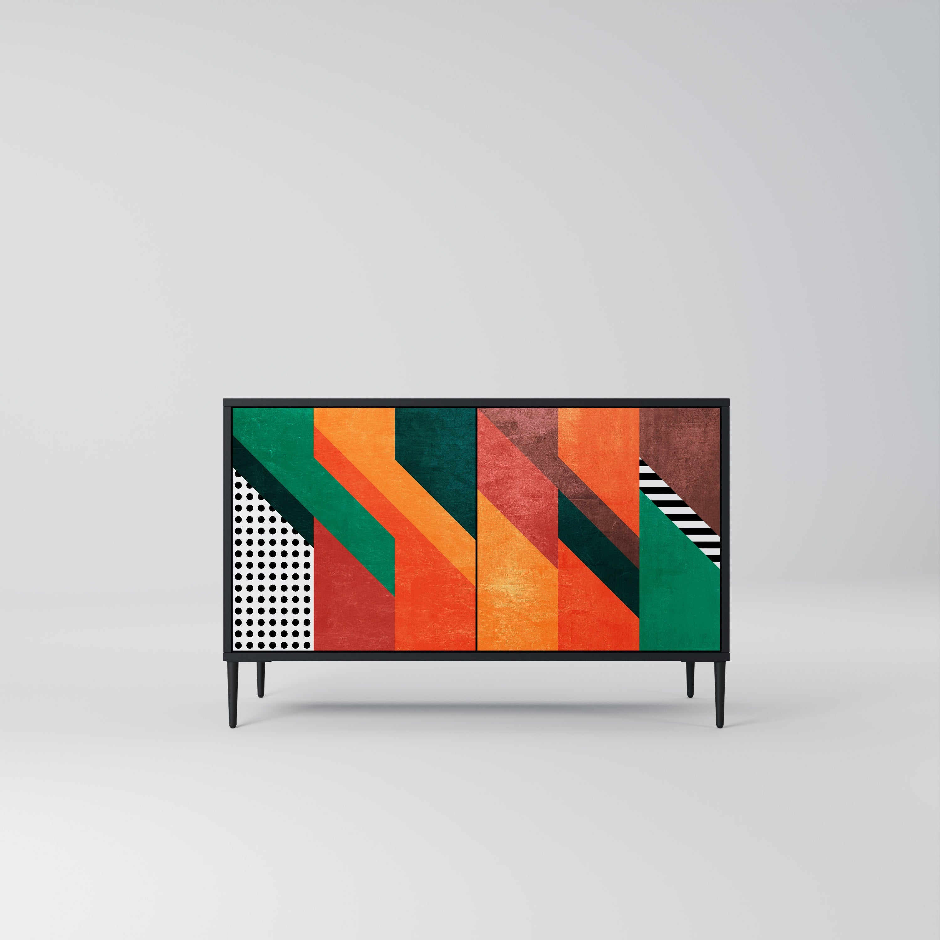 MAKESHIFT ARTISTRY Aparador de 2 Portas em Acabamento Preto