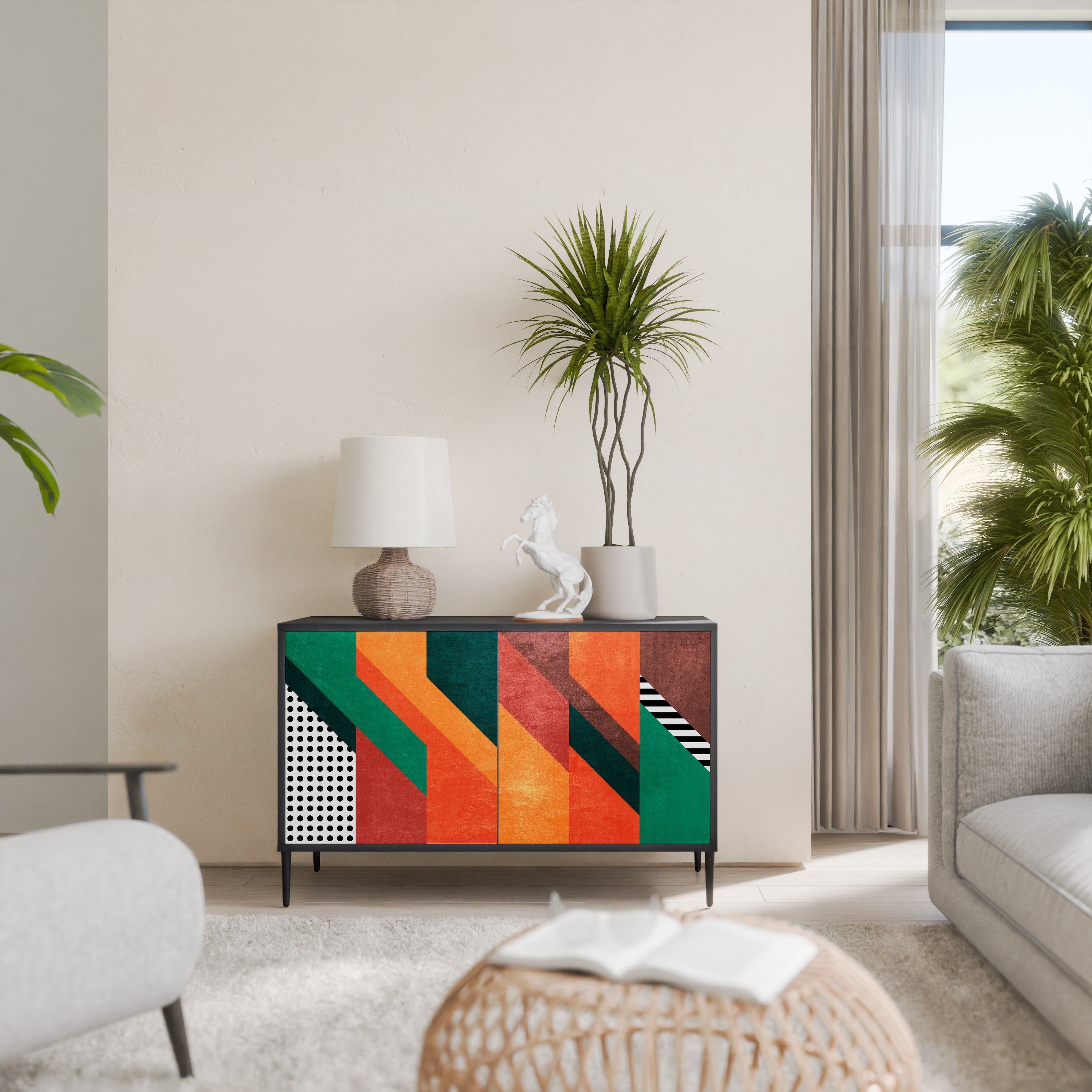 MAKESHIFT ARTISTRY Aparador de 2 Portas em Acabamento Preto