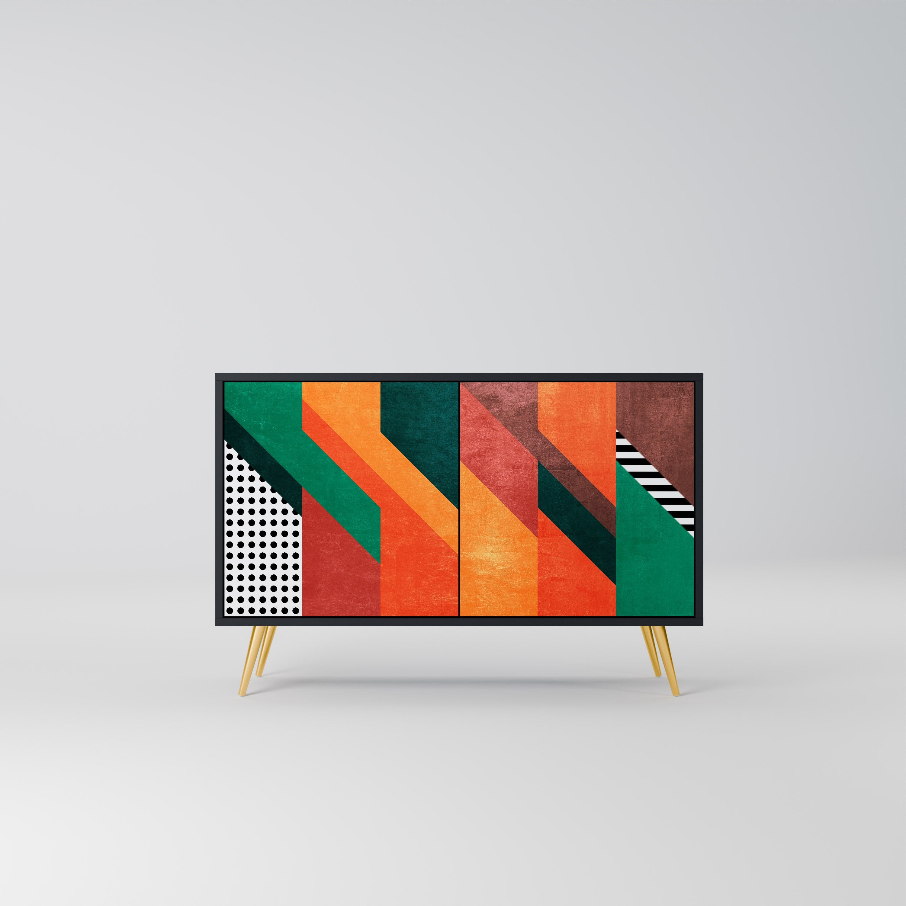 MAKESHIFT ARTISTRY Aparador de 2 Portas em Acabamento Preto