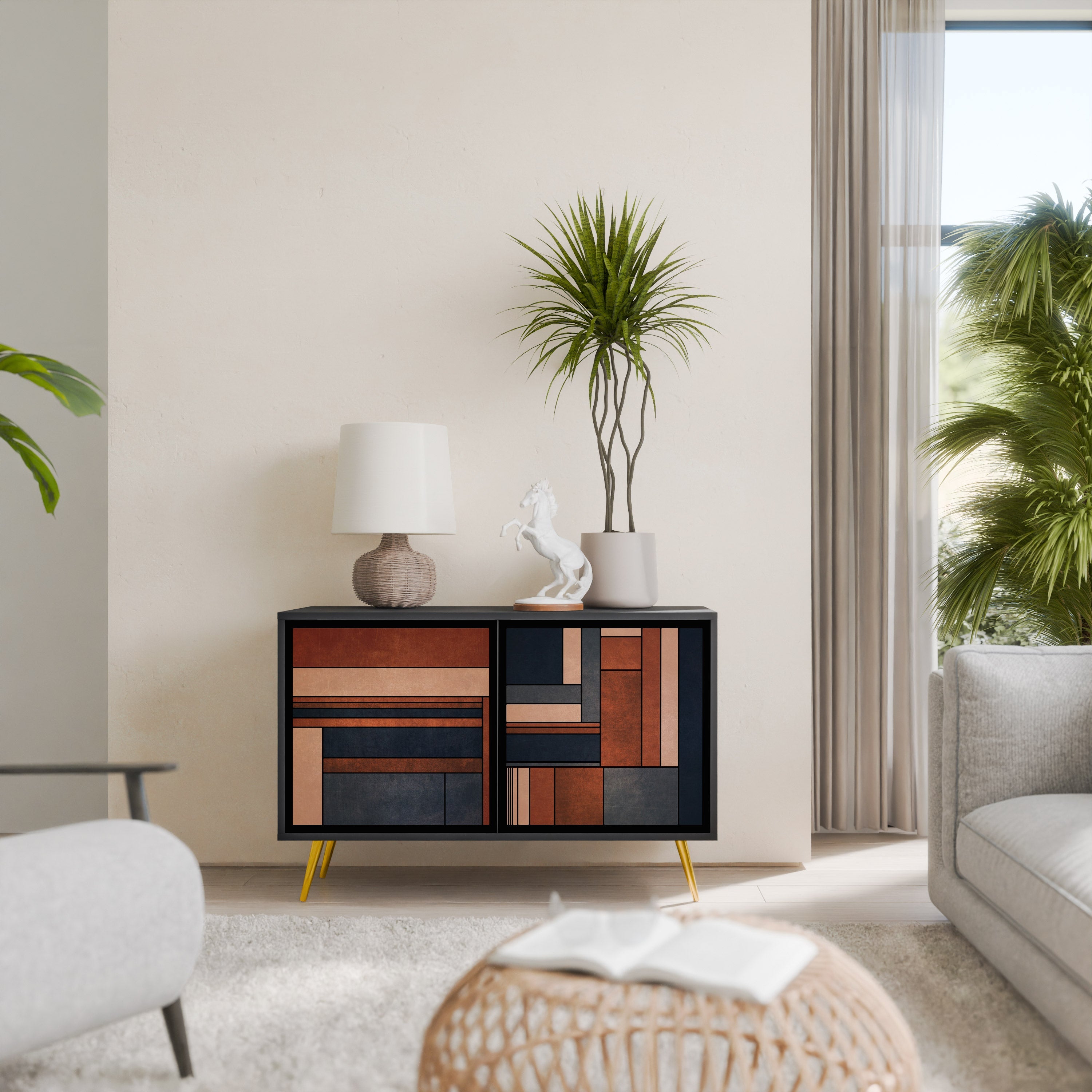 INTREPID FORMATION Aparador de 2 Portas em Acabamento Preto