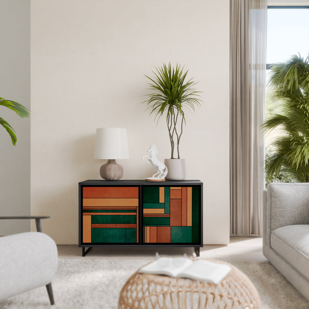 EARTHY FIGURES Aparador de 2 Portas em Acabamento Preto