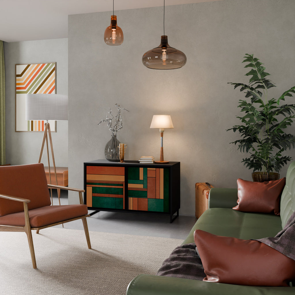 EARTHY FIGURES Aparador de 2 Portas em Acabamento Preto