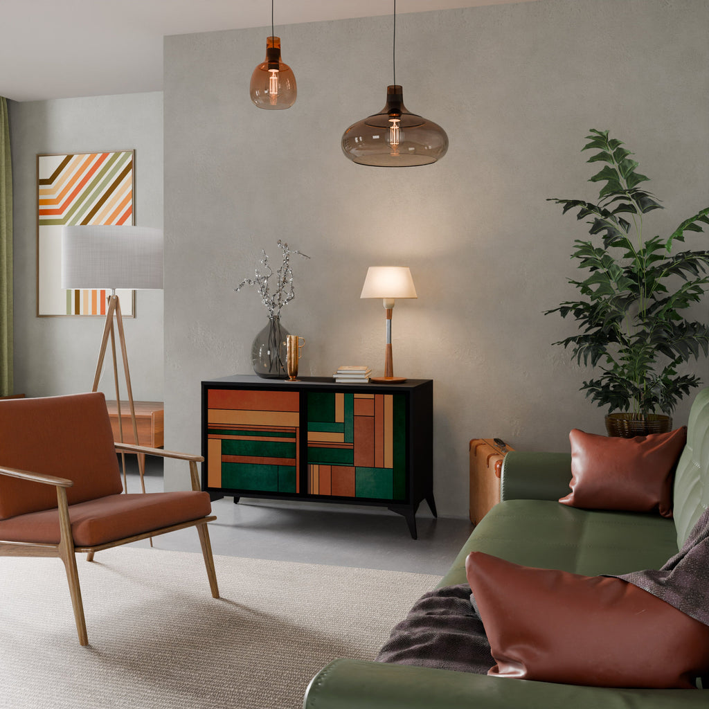 EARTHY FIGURES Aparador de 2 Portas em Acabamento Preto