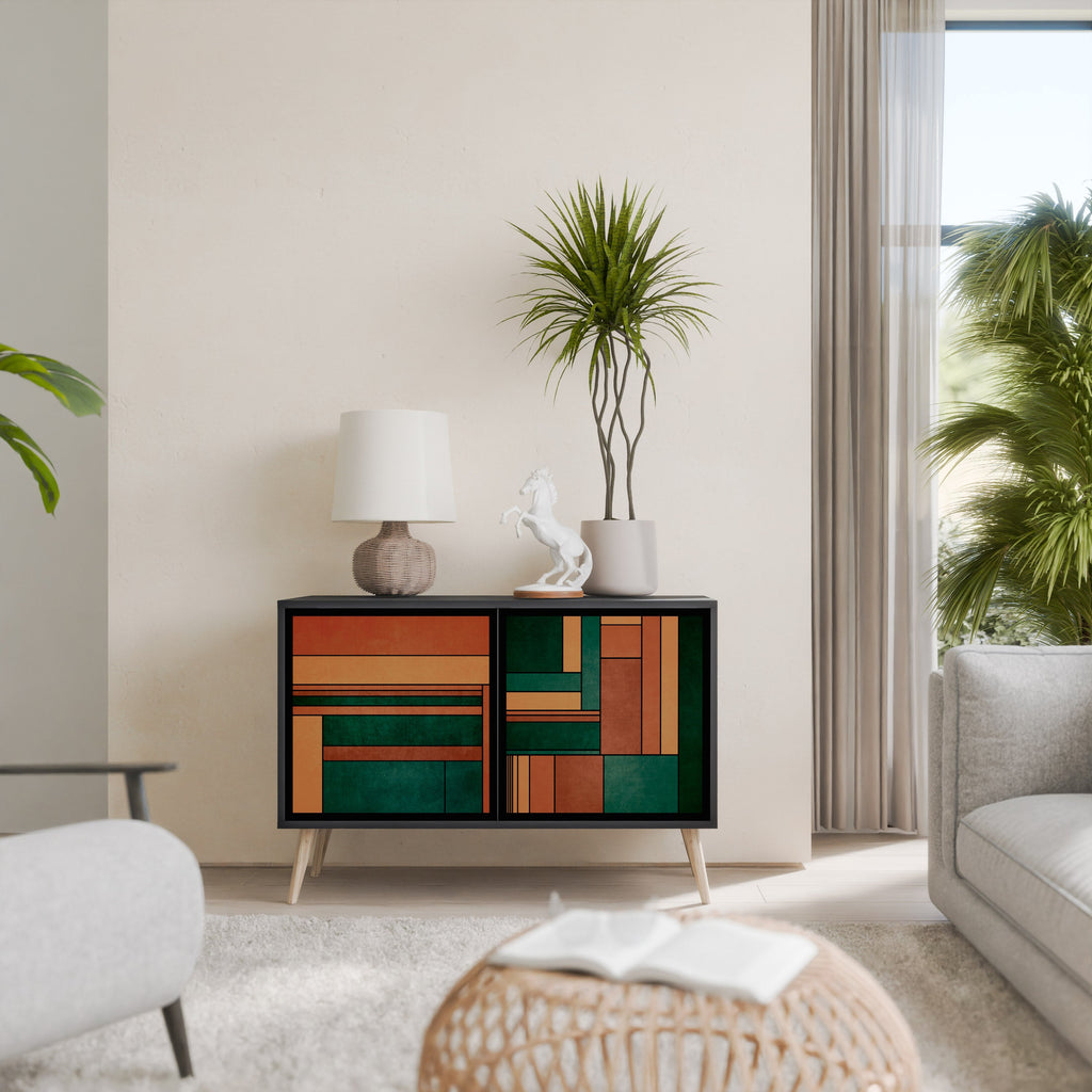 EARTHY FIGURES Aparador de 2 Portas em Acabamento Preto