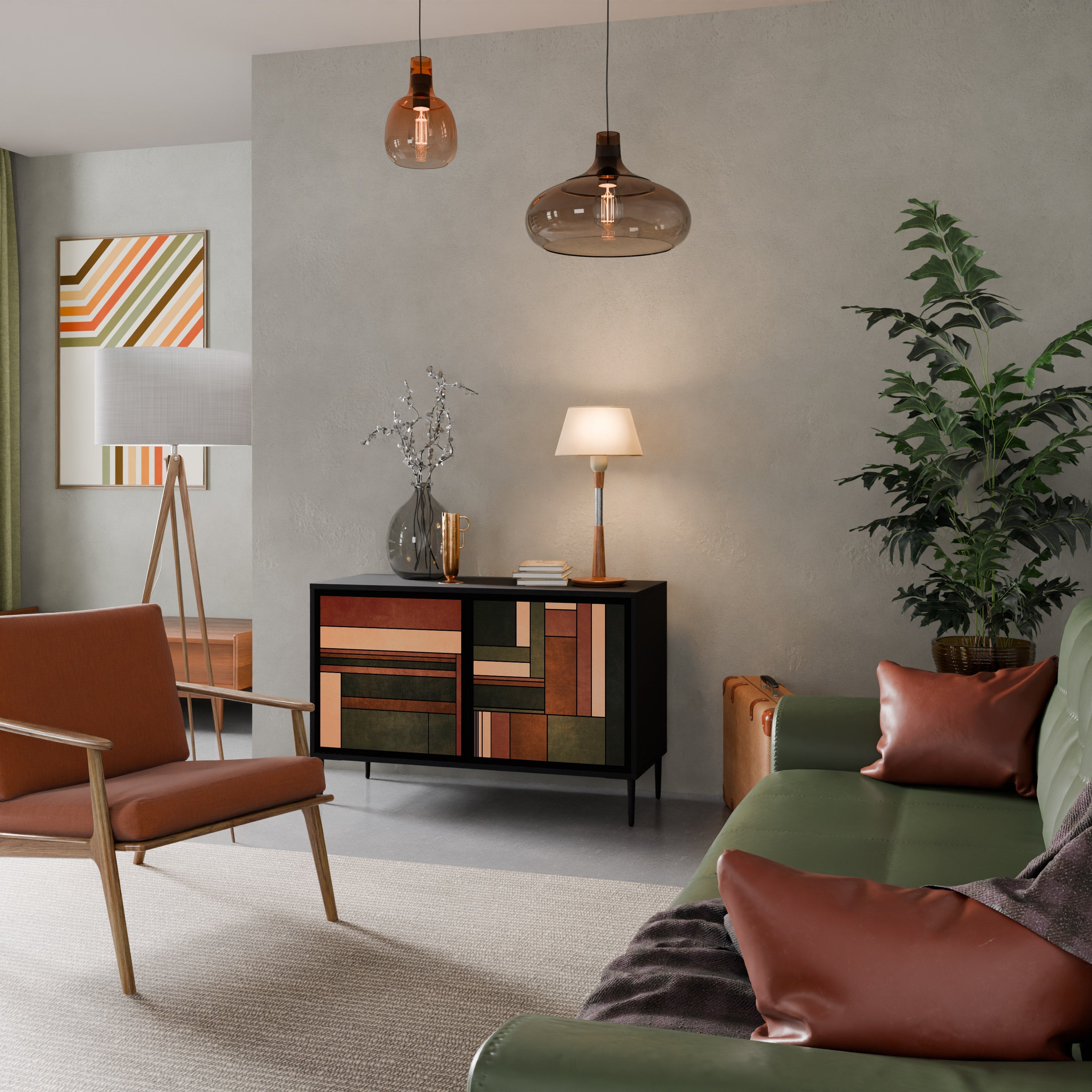 FIGURES OF NATURE Aparador de 2 Portas em Acabamento Preto